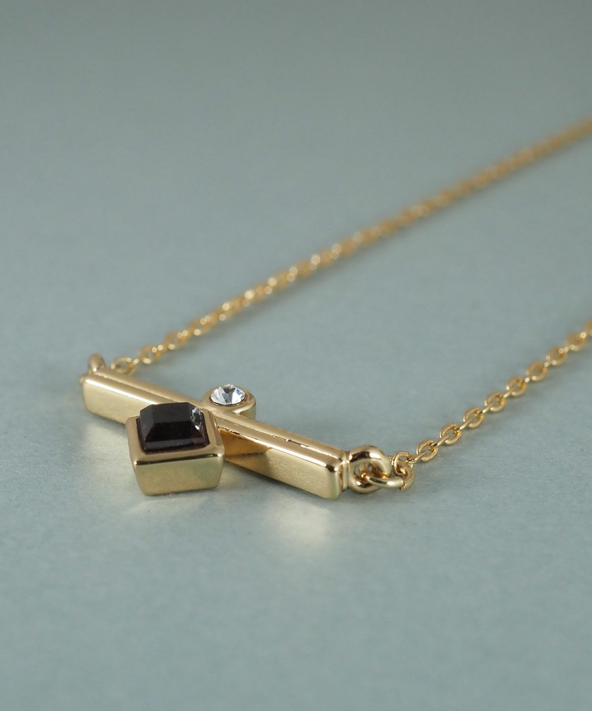 スクエアガーネットジオメトリーネックレス【JUNO PREMIUM】