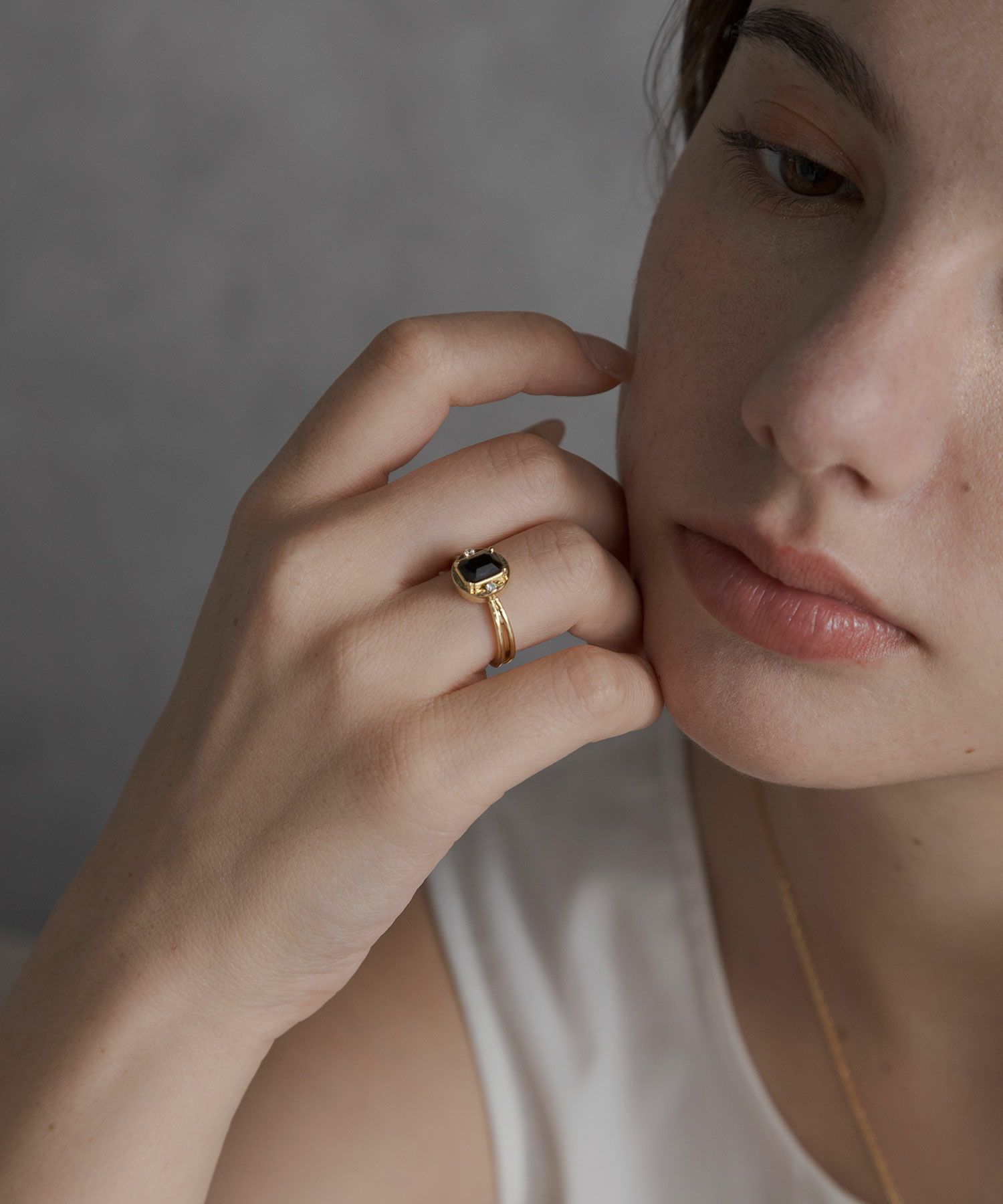 レクタングルオブシディアンリング【JUNO PREMIUM】