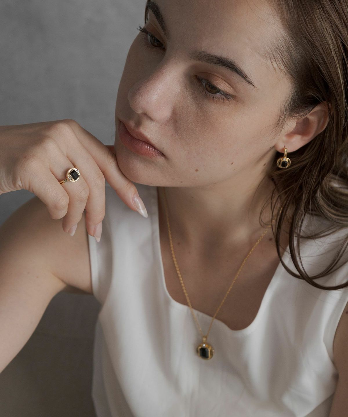 レクタングルオブシディアンリング【JUNO PREMIUM】