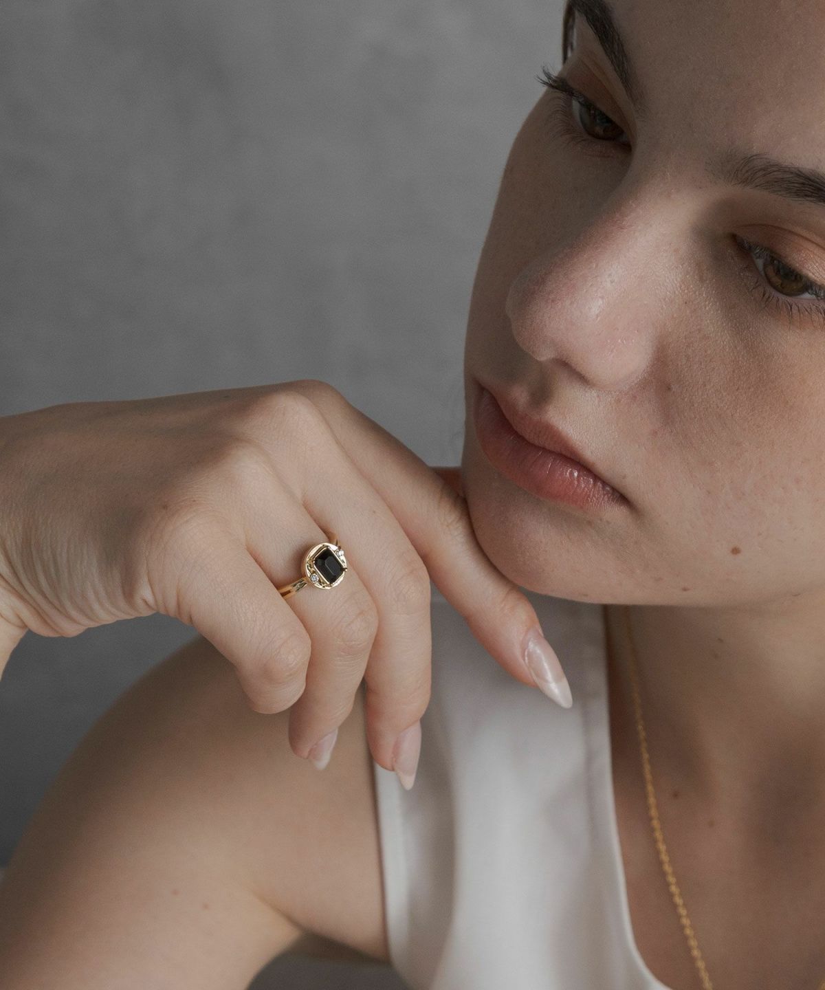 レクタングルオブシディアンリング【JUNO PREMIUM】