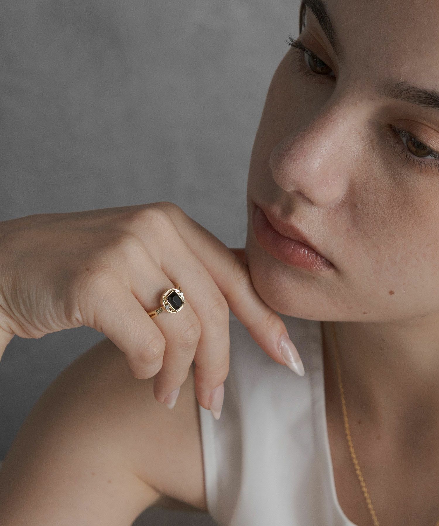 レクタングルオブシディアンリング【JUNO PREMIUM】