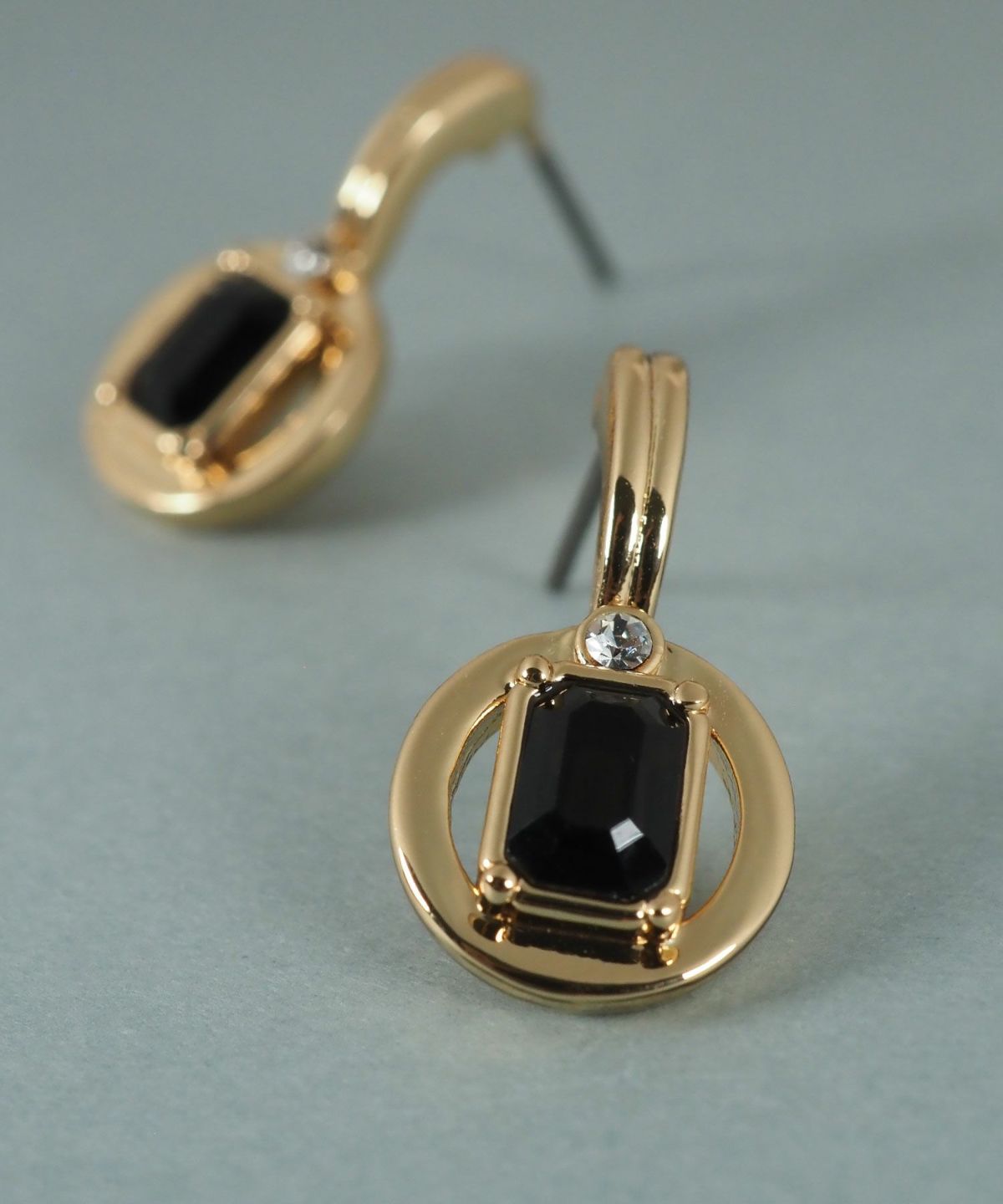 レクタングルオブシディアンピアス【JUNO PREMIUM】