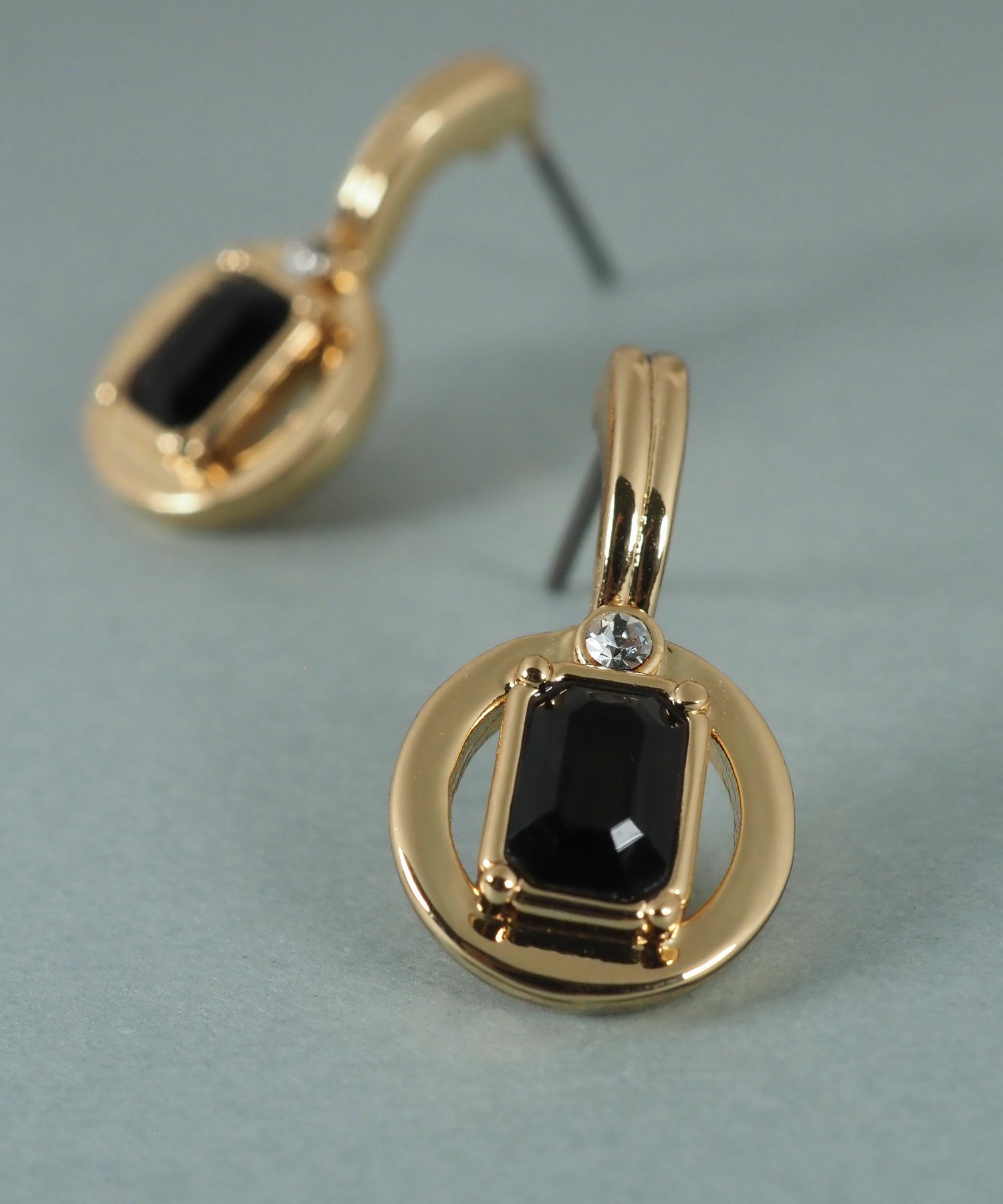 レクタングルオブシディアンピアス【JUNO PREMIUM】