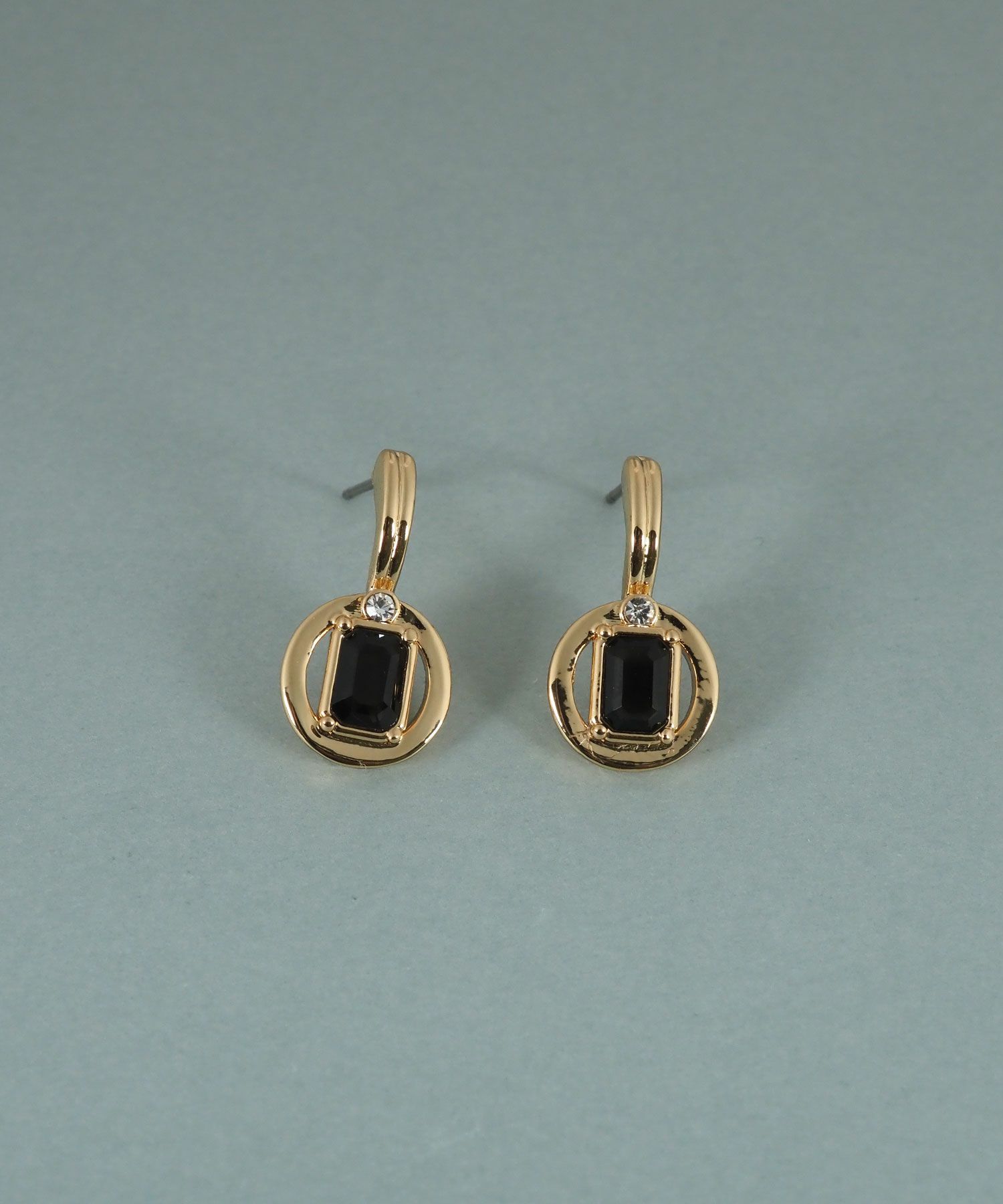 レクタングルオブシディアンピアス【JUNO PREMIUM】