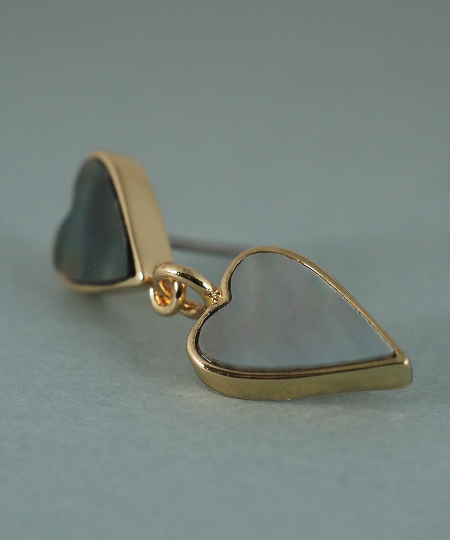 ダブルハートノワールシェル ピアス【JUNO PREMIUM】