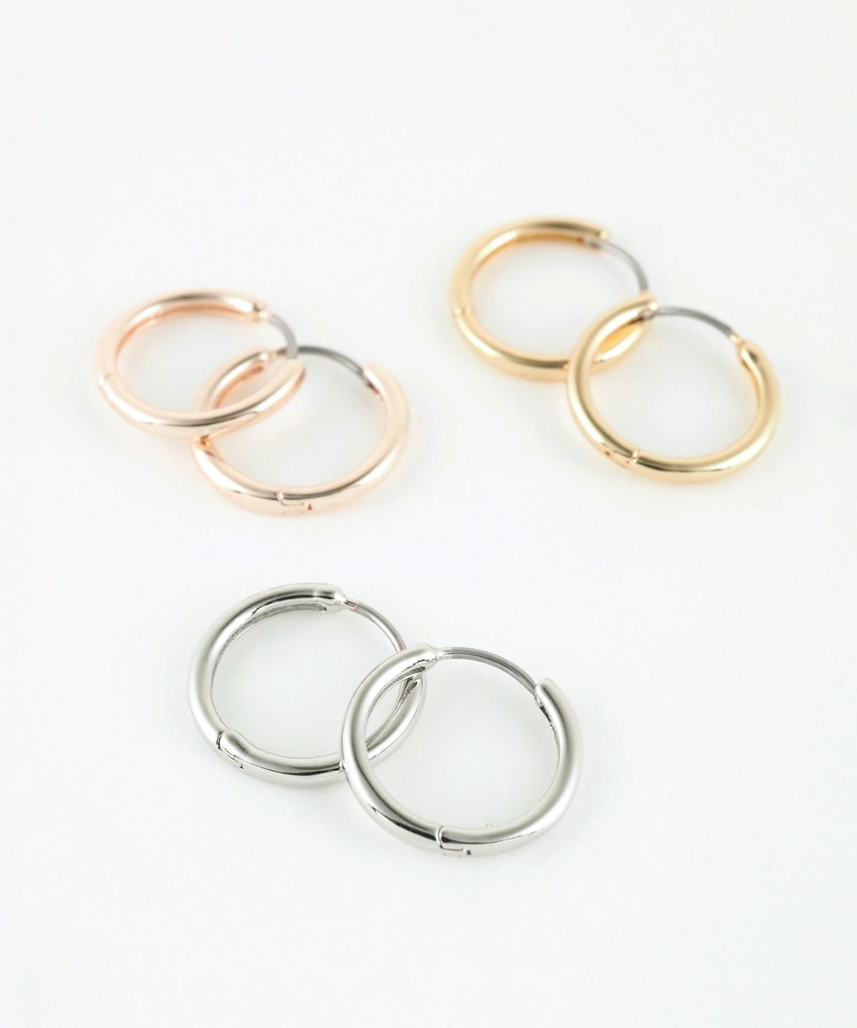 14mmシンプルスリムフープステンレスポストピアス