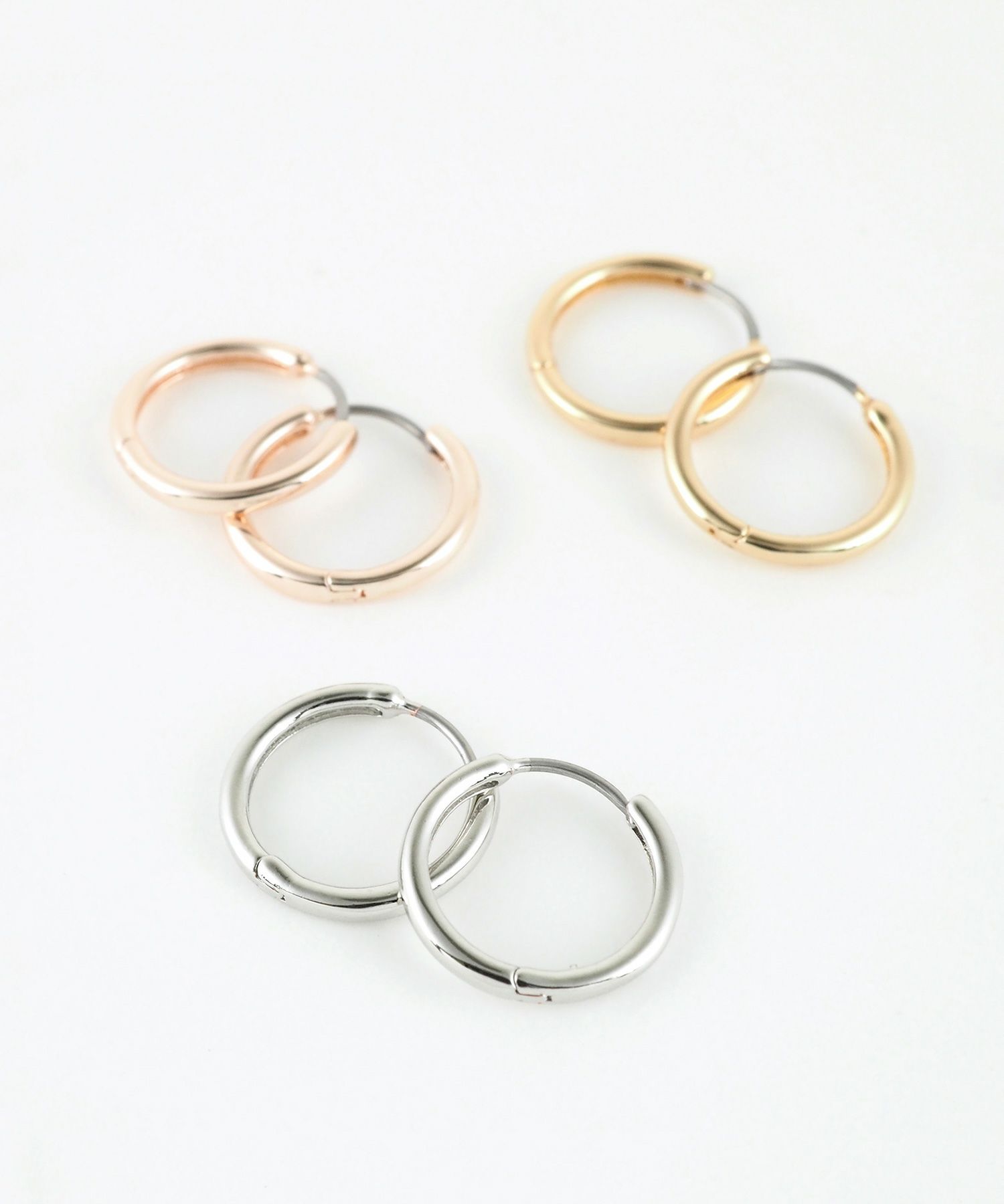 14mmシンプルスリムフープステンレスポストピアス