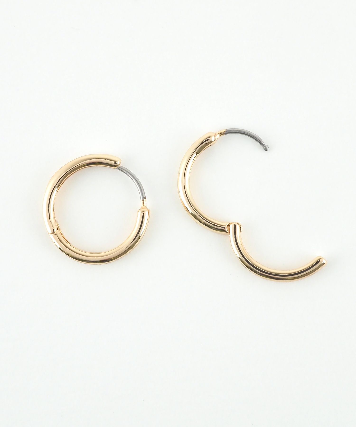 14mmシンプルスリムフープステンレスポストピアス