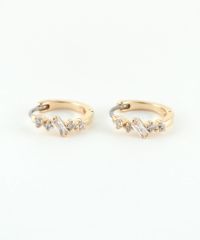 バゲットキュービックフープステンレスポストピアス