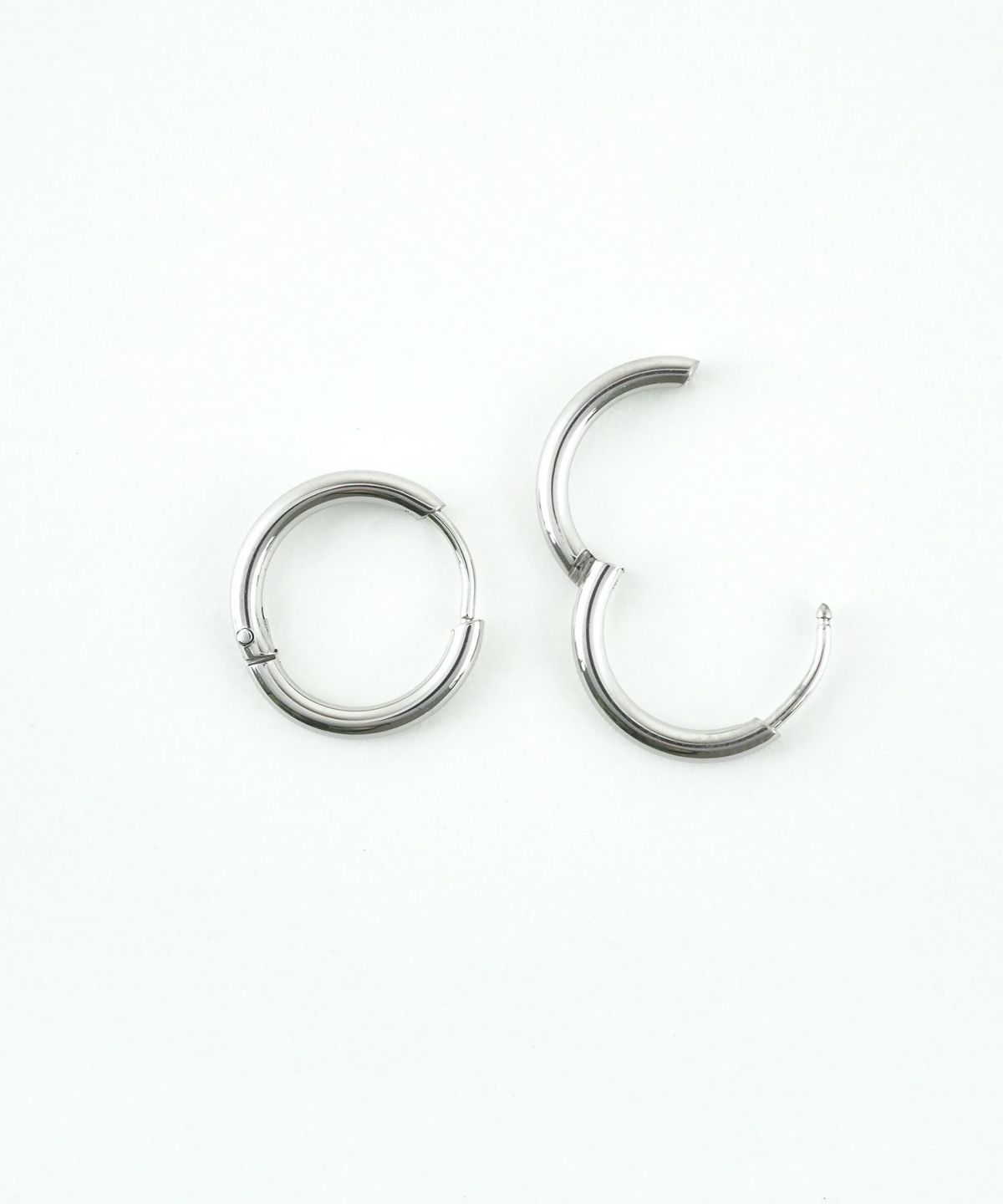 13mmシンプルスリムステンレスフープワンタッチピアス