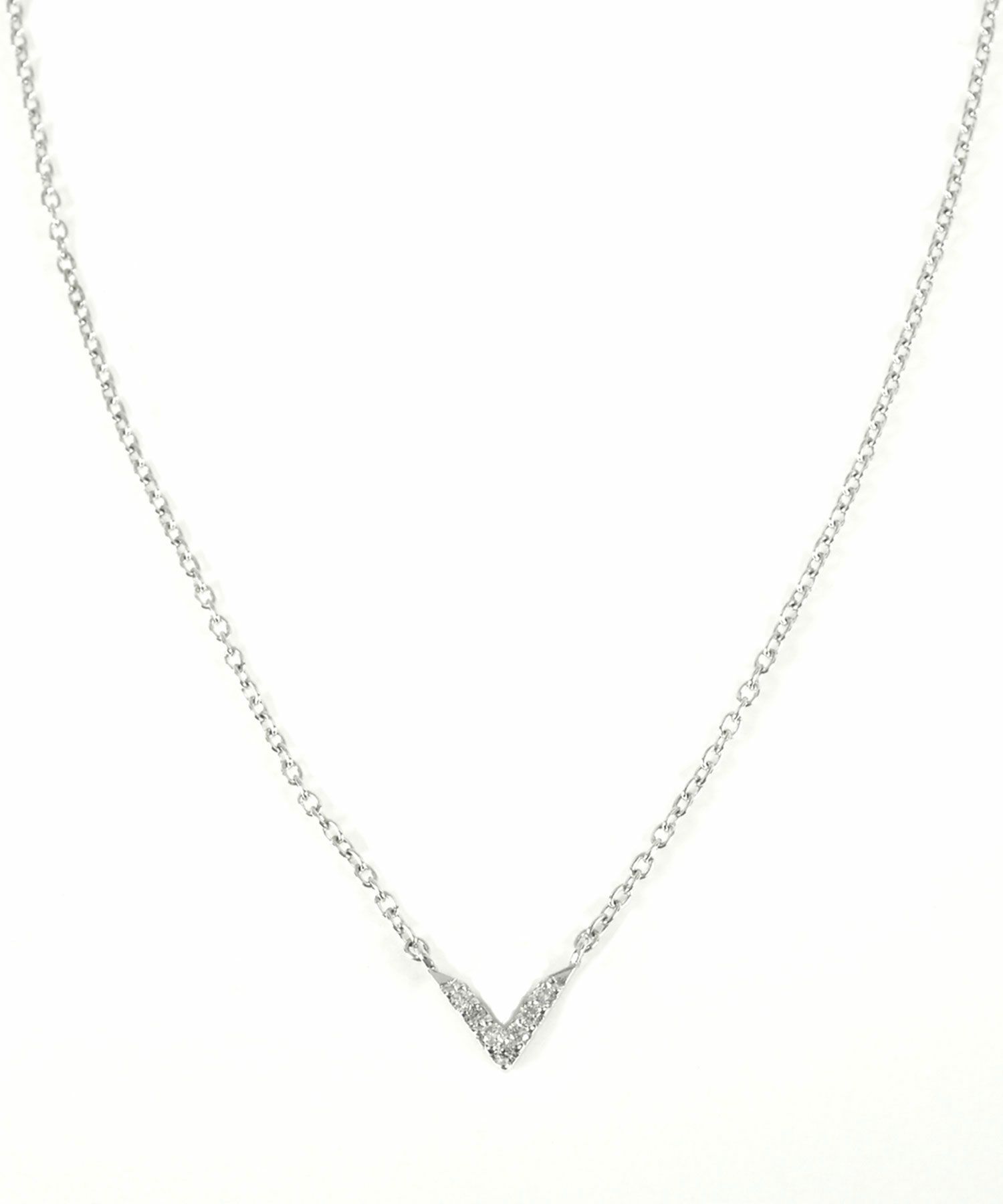 [SV925]Vモチーフメレダイヤモンドプチペンダント