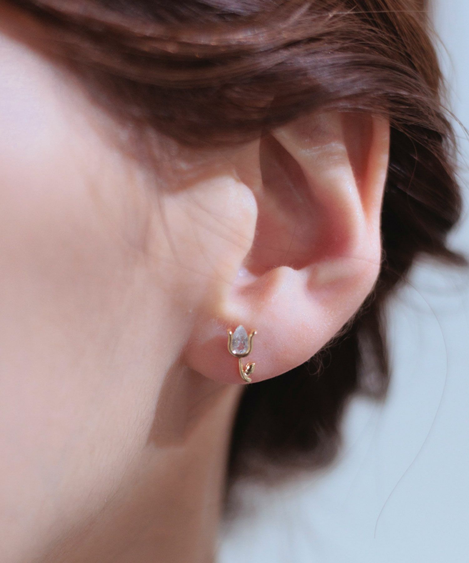キュービックチューリップピアス