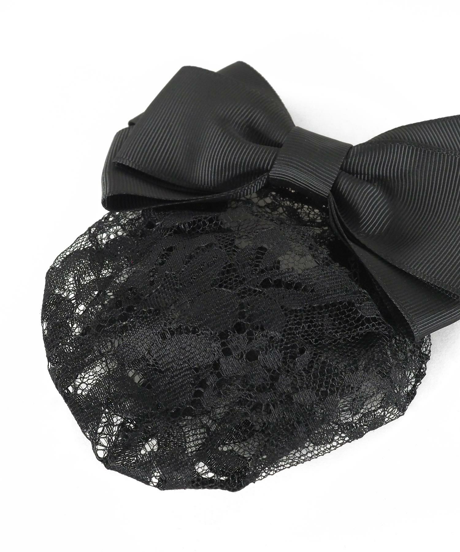 レースネット付レイヤードリボンバレッタ