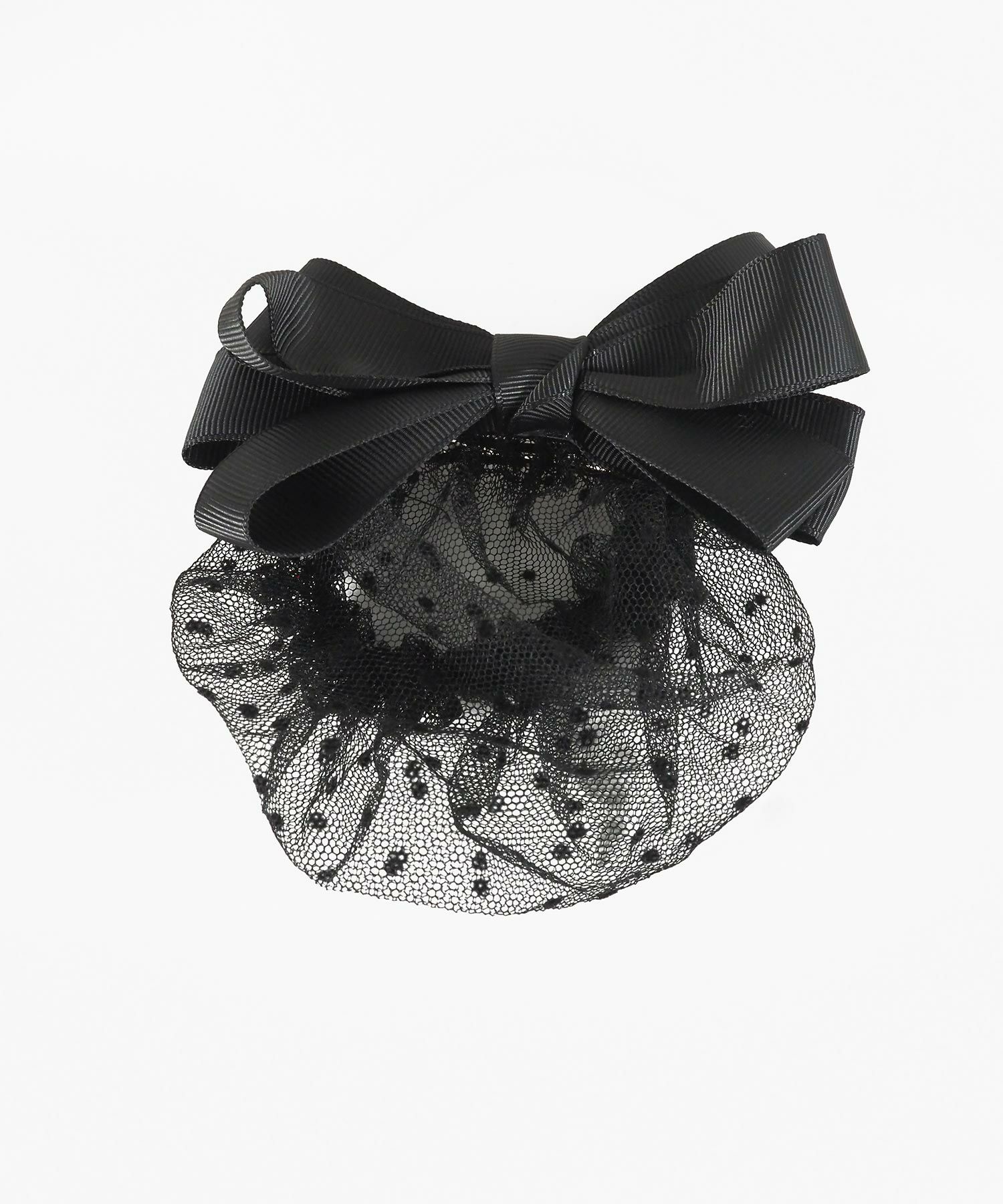 ドット柄ネット付レイヤードリボンバレッタ