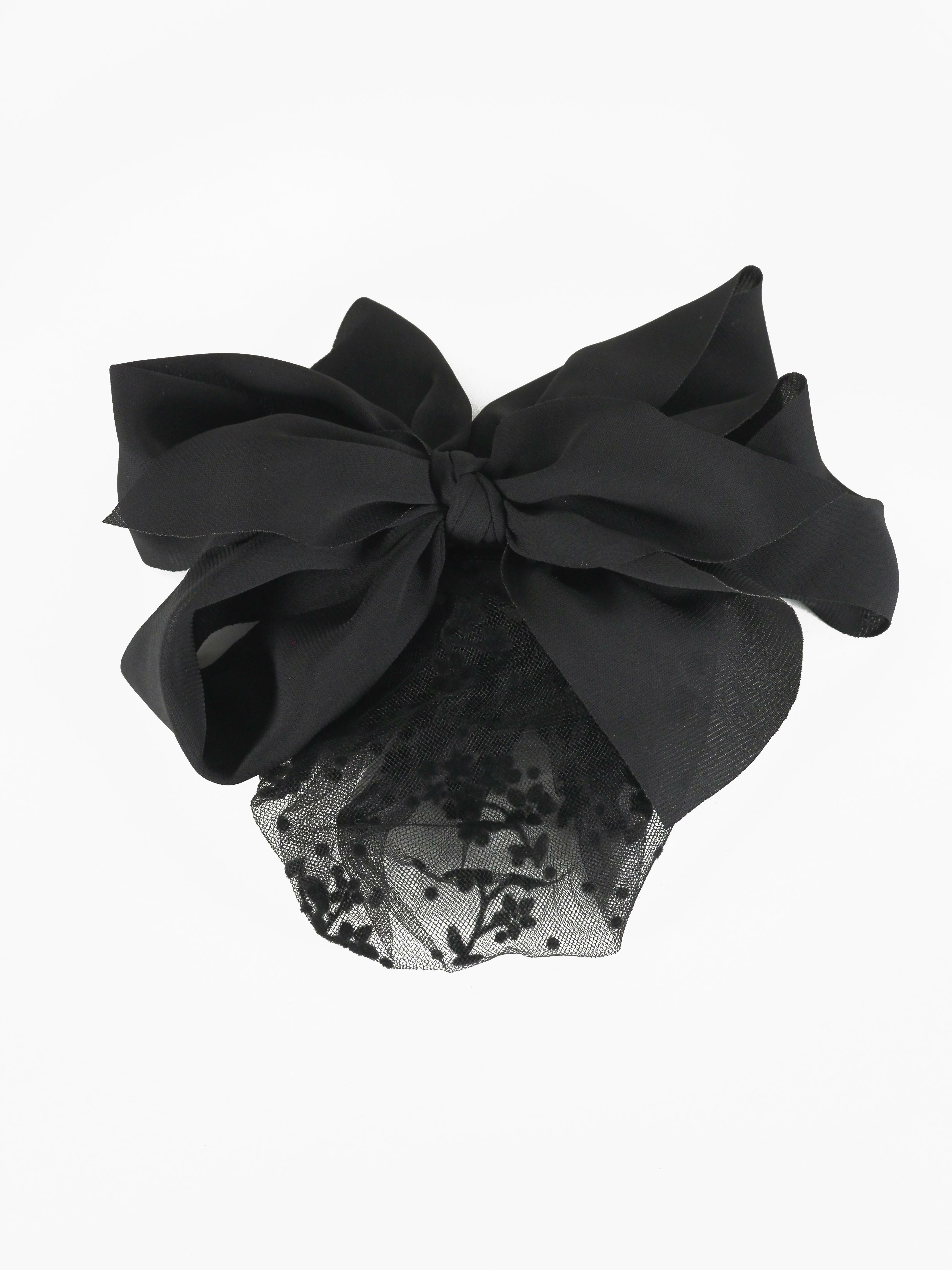 フラワーネット付ボリュームリボンバレッタ