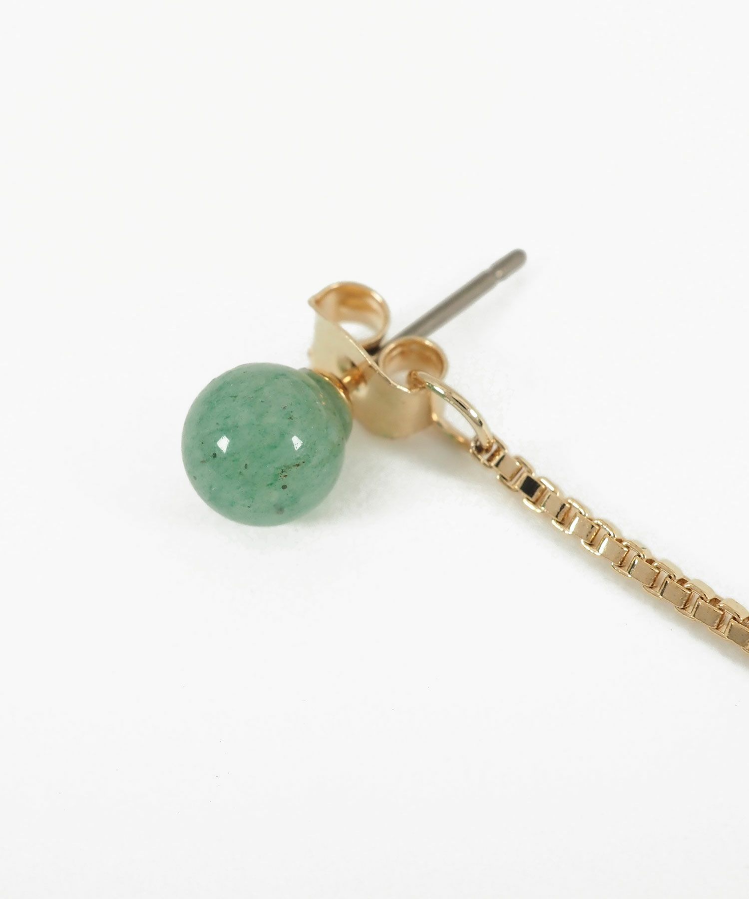 ストーンロングチェーンチタンポストピアス【MUK blossom stone】