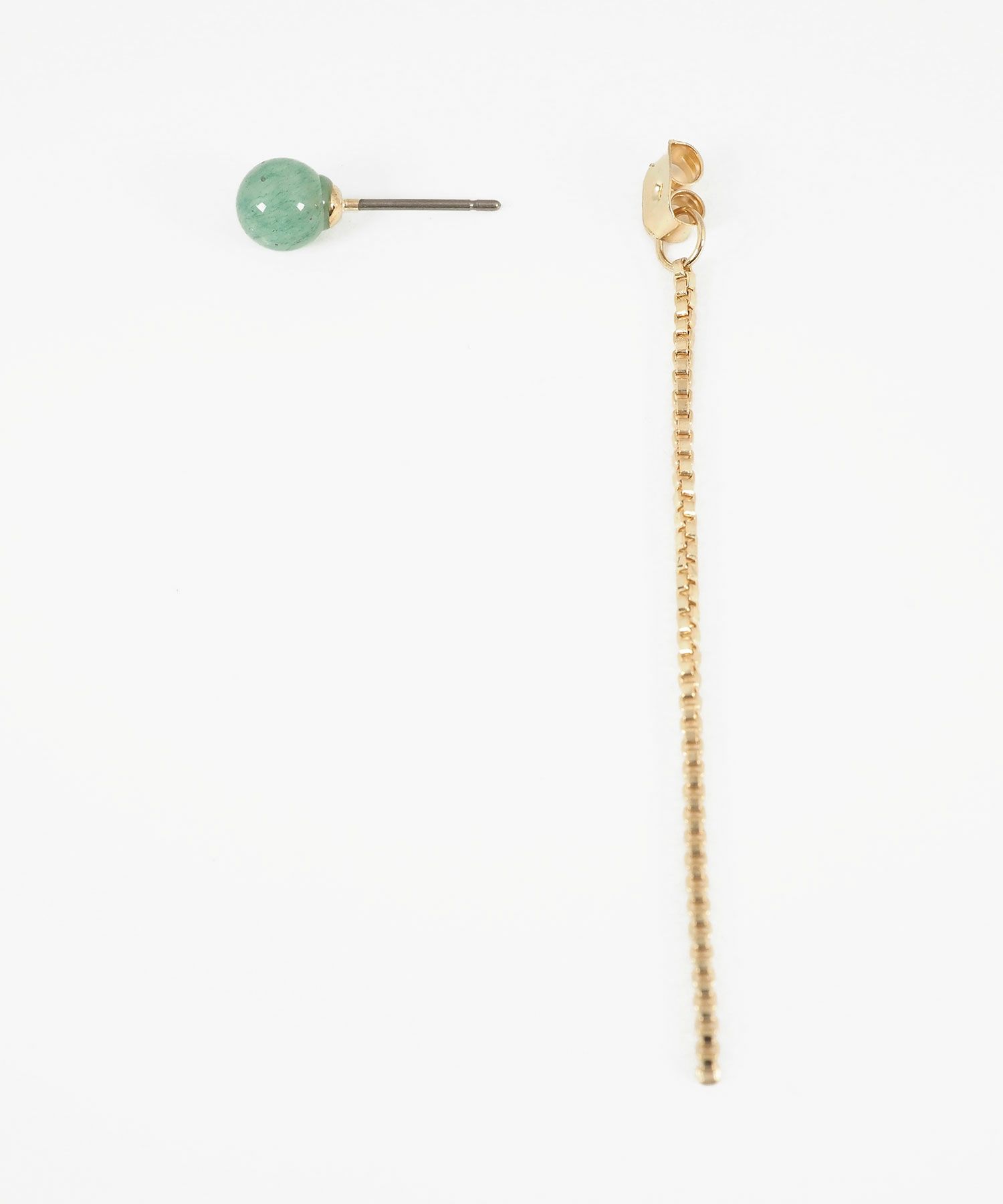 ストーンロングチェーンチタンポストピアス【MUK blossom stone】