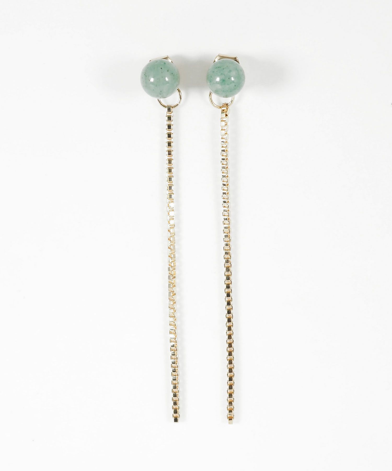 ストーンロングチェーンチタンポストピアス【MUK blossom stone】