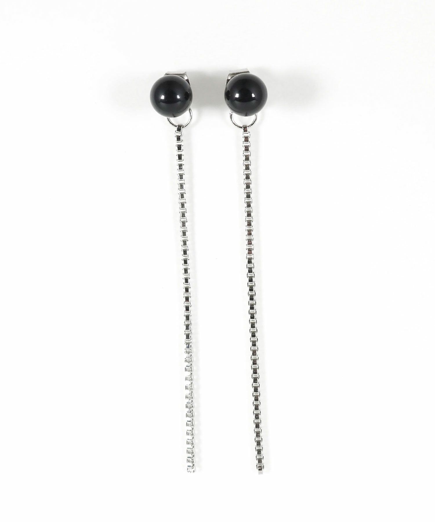 ストーンロングチェーンチタンポストピアス【MUK blossom stone】