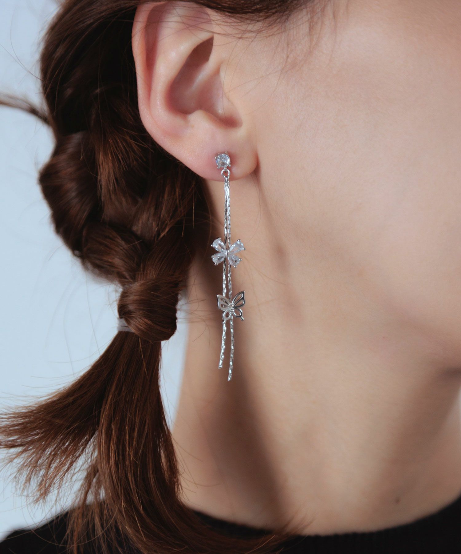 ダブルバタフライチェーンチタンポストピアス | 【公式】MUK ONLINE