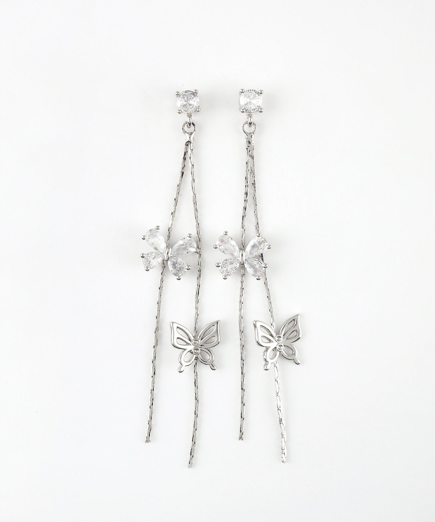 ダブルバタフライチェーンチタンポストピアス