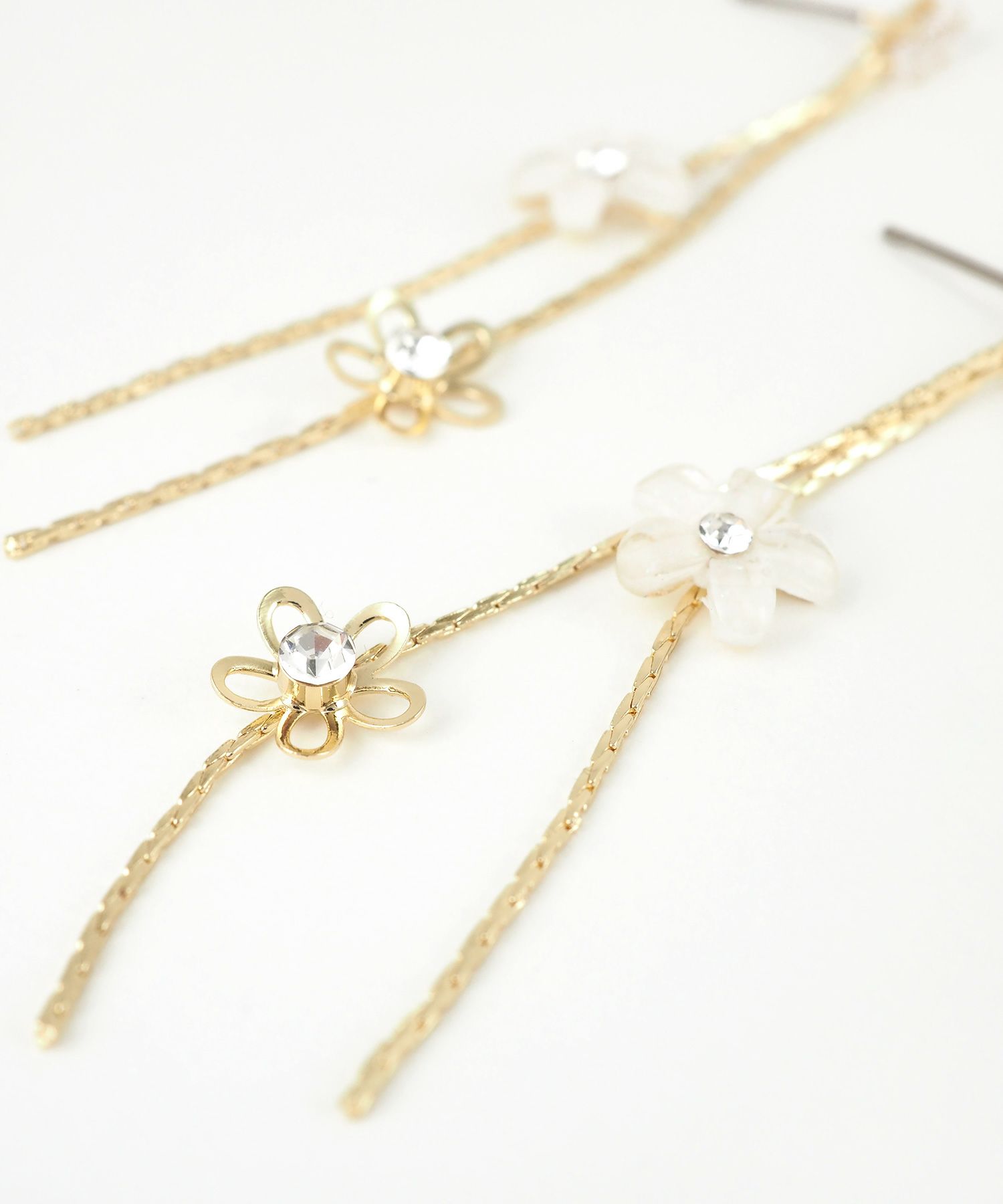 フロストフラワーチェーンチタンポストピアス