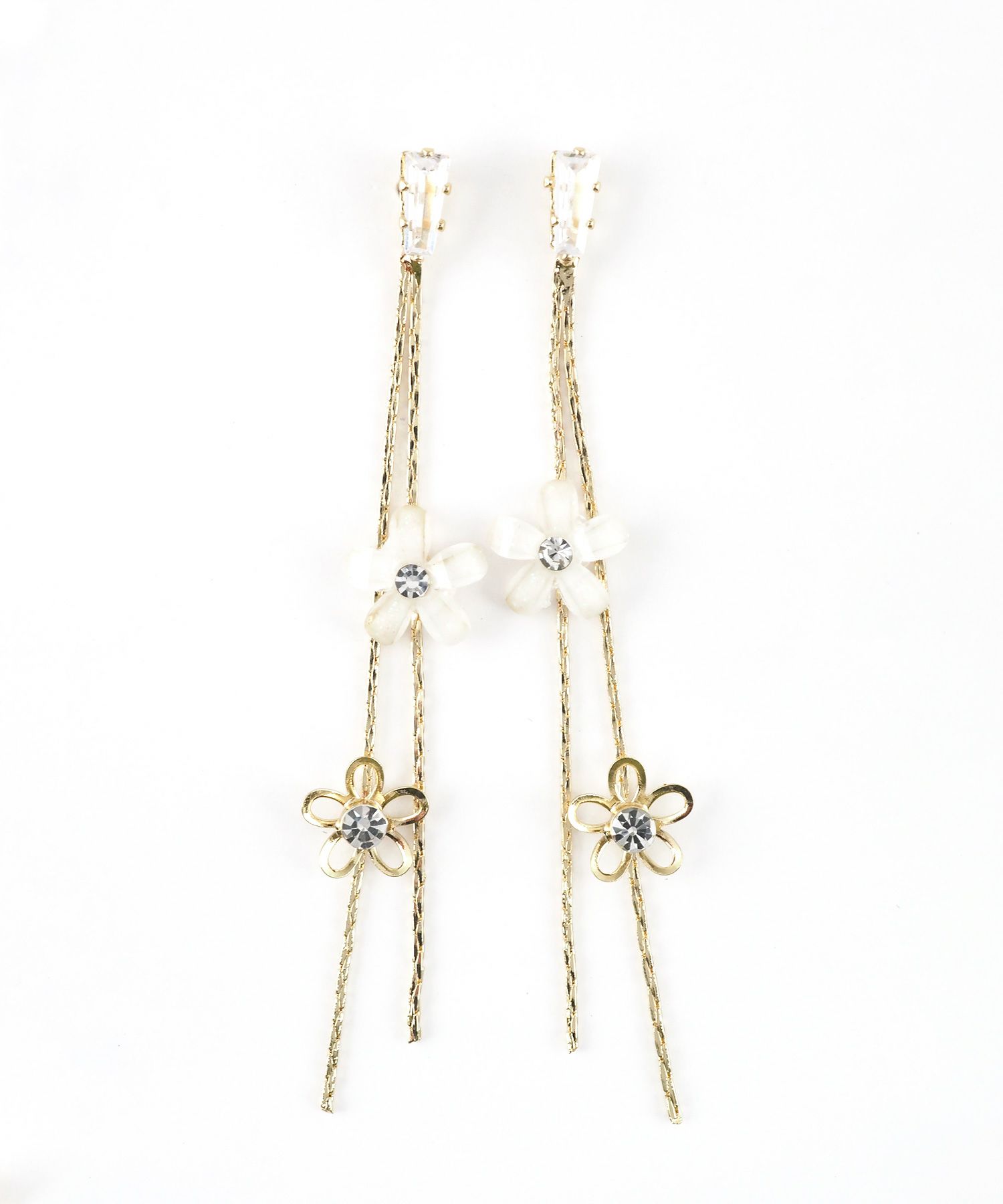 フロストフラワーチェーンチタンポストピアス