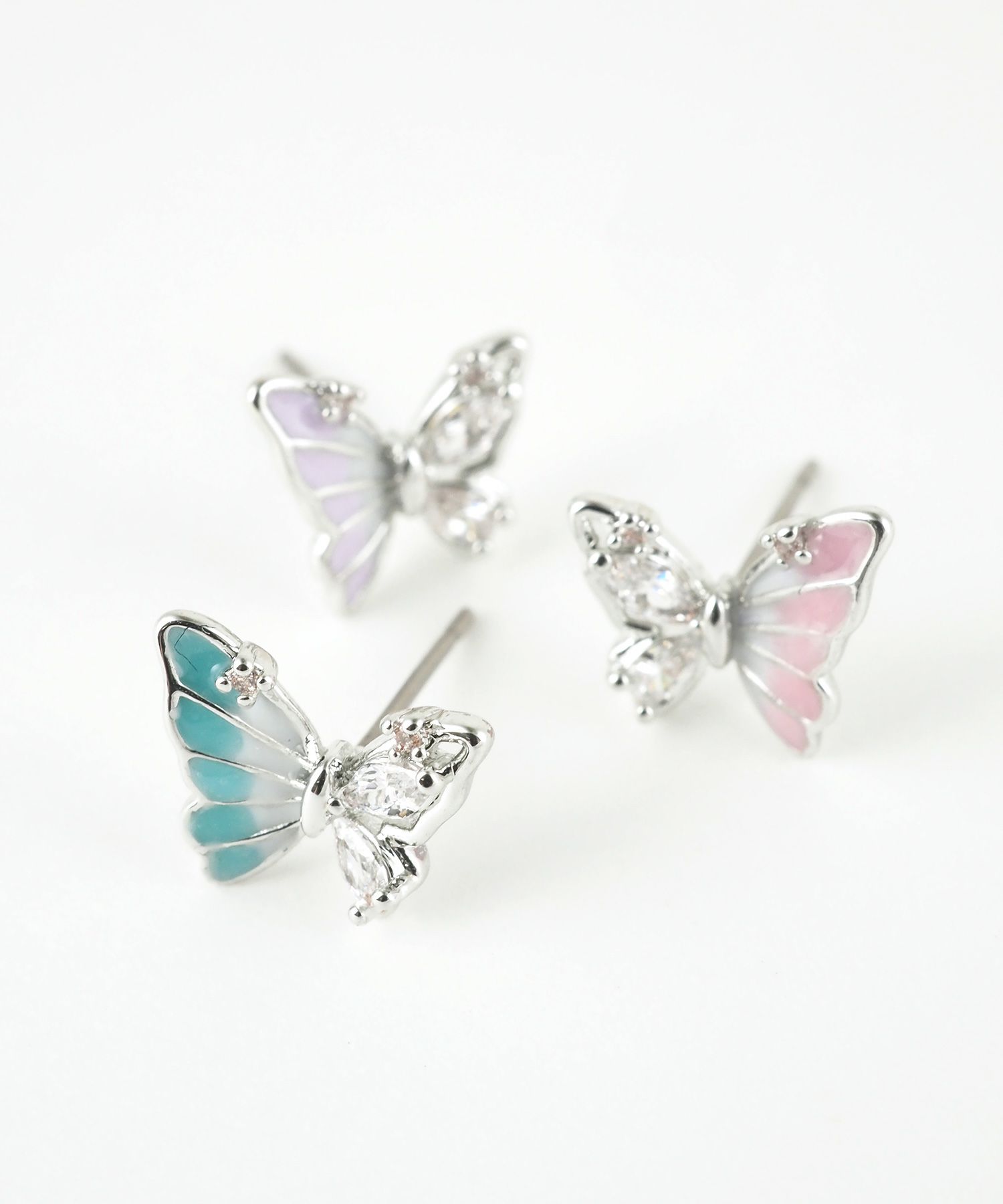 アシンメトリーバタフライステンレスポストピアス