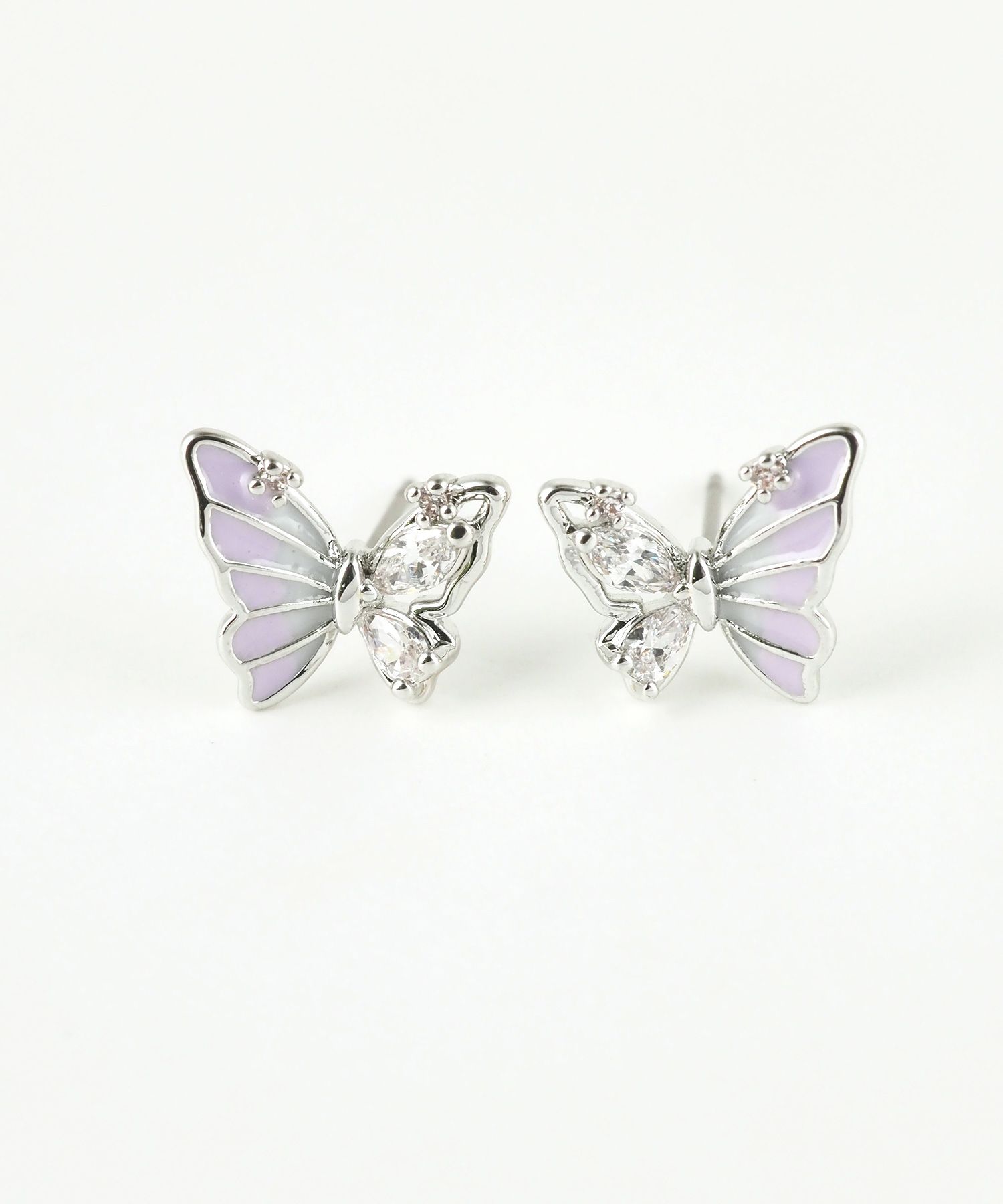 アシンメトリーバタフライステンレスポストピアス