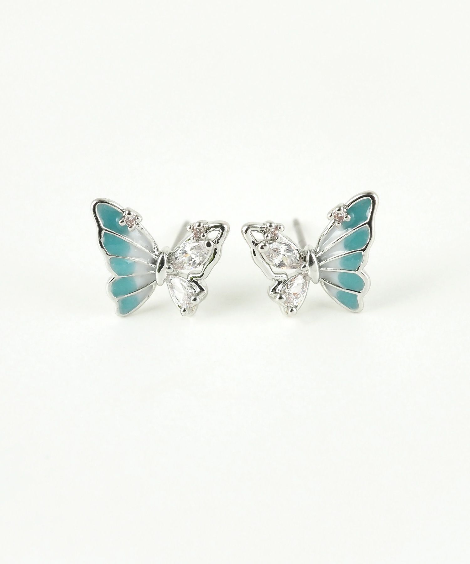 アシンメトリーバタフライステンレスポストピアス