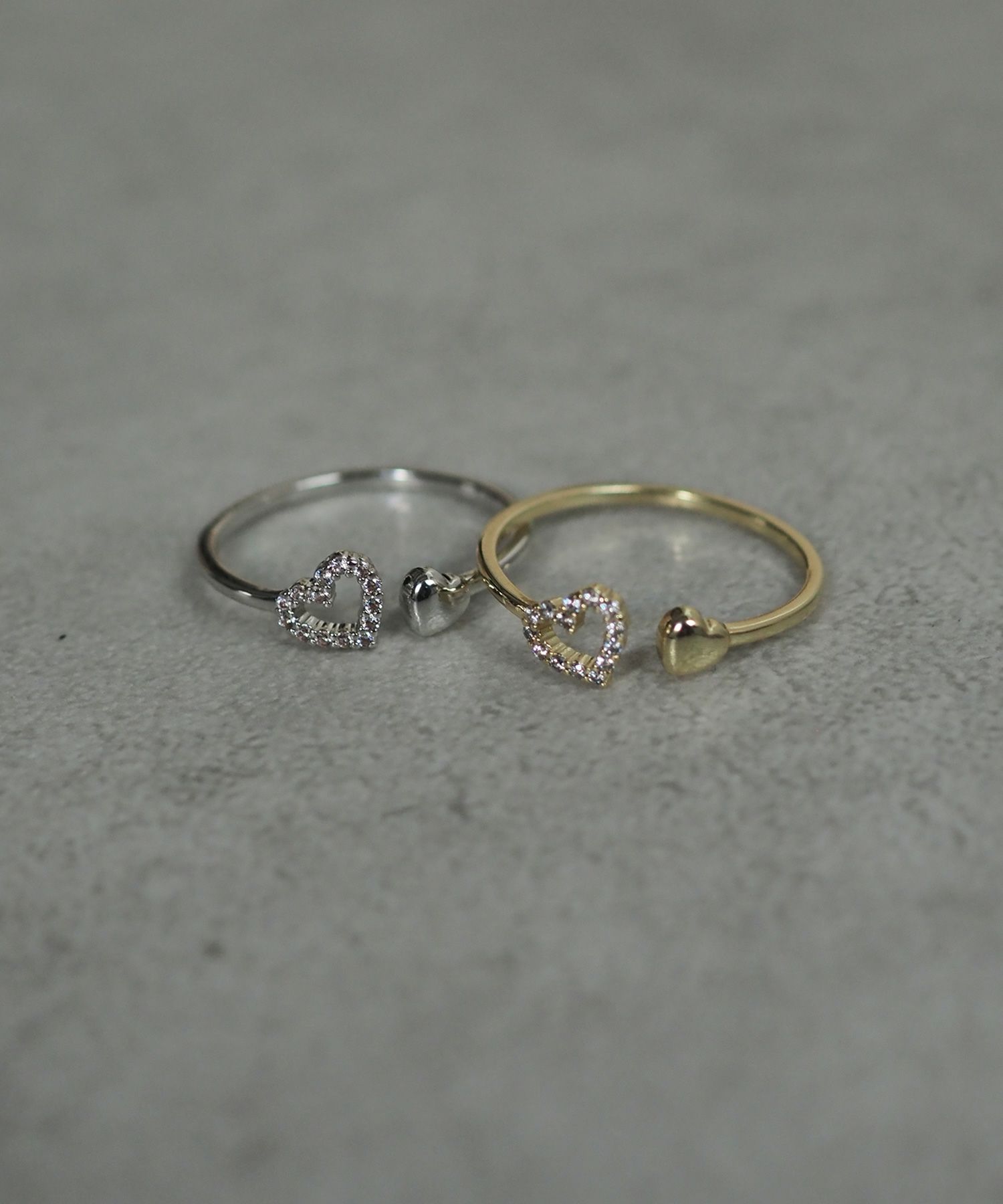ダブルハートジルコニアオープンリング