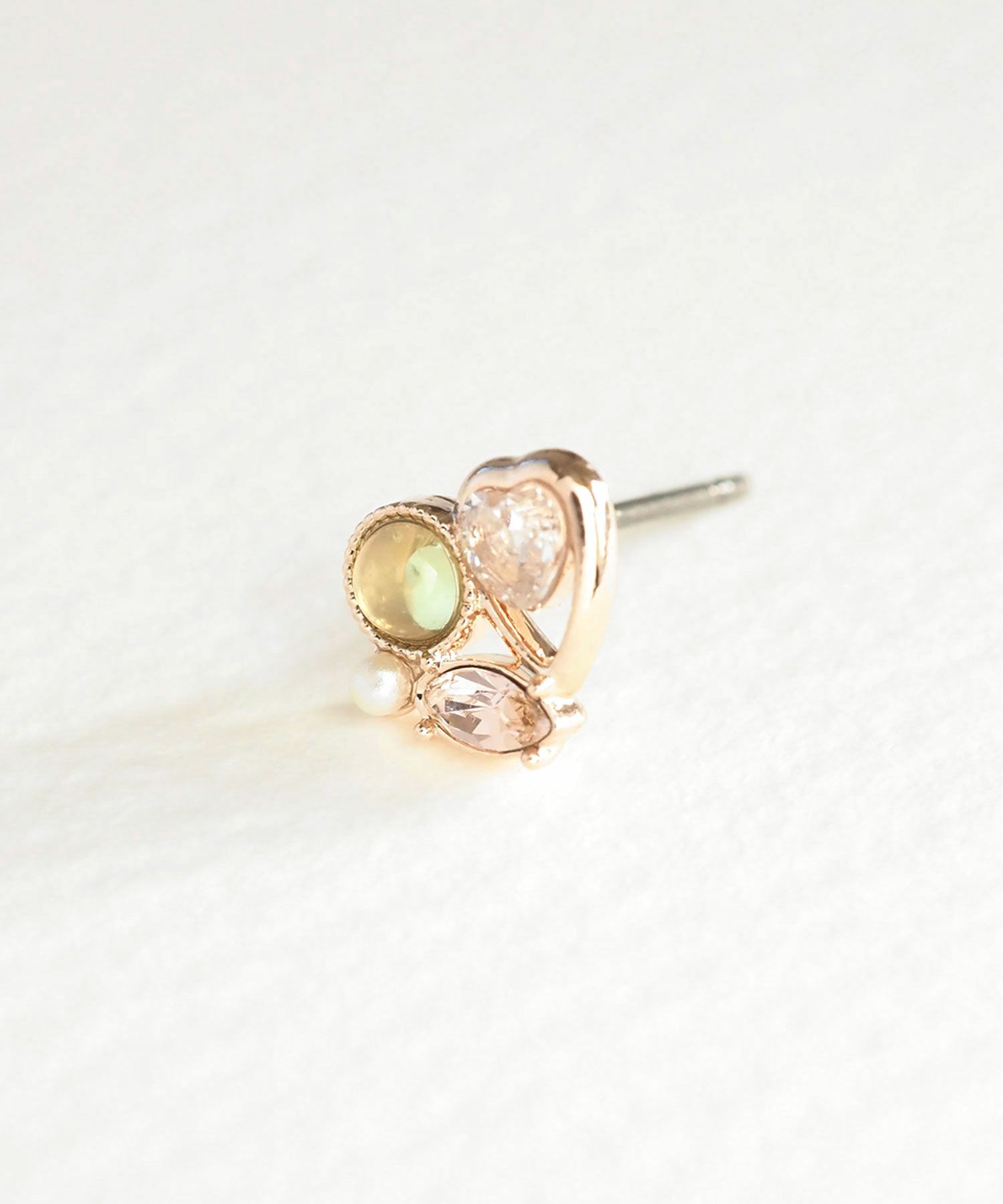 ナチュラルストーンチェリーブロッサムグロウチタンポストピアス【MUK Dreamy stone】