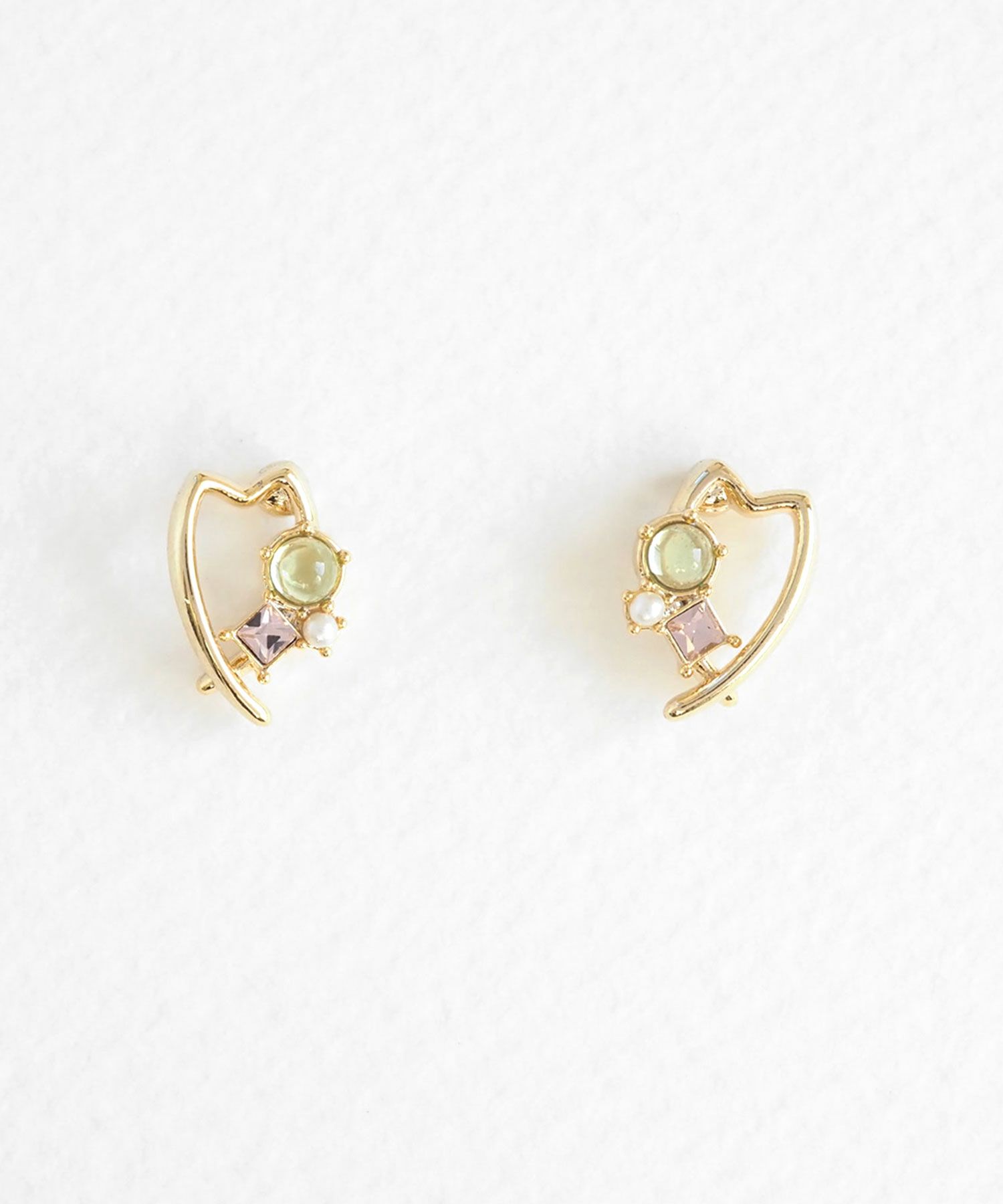 ナチュラルストーンダンシングペタルズチタンポストピアス【MUK Dreamy stone】