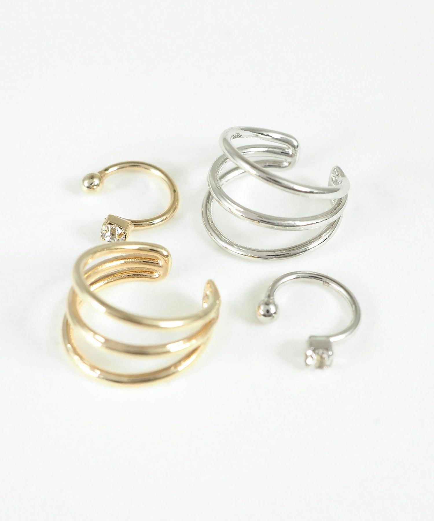 トロワライン×ポイントビジューセットイヤーカフ