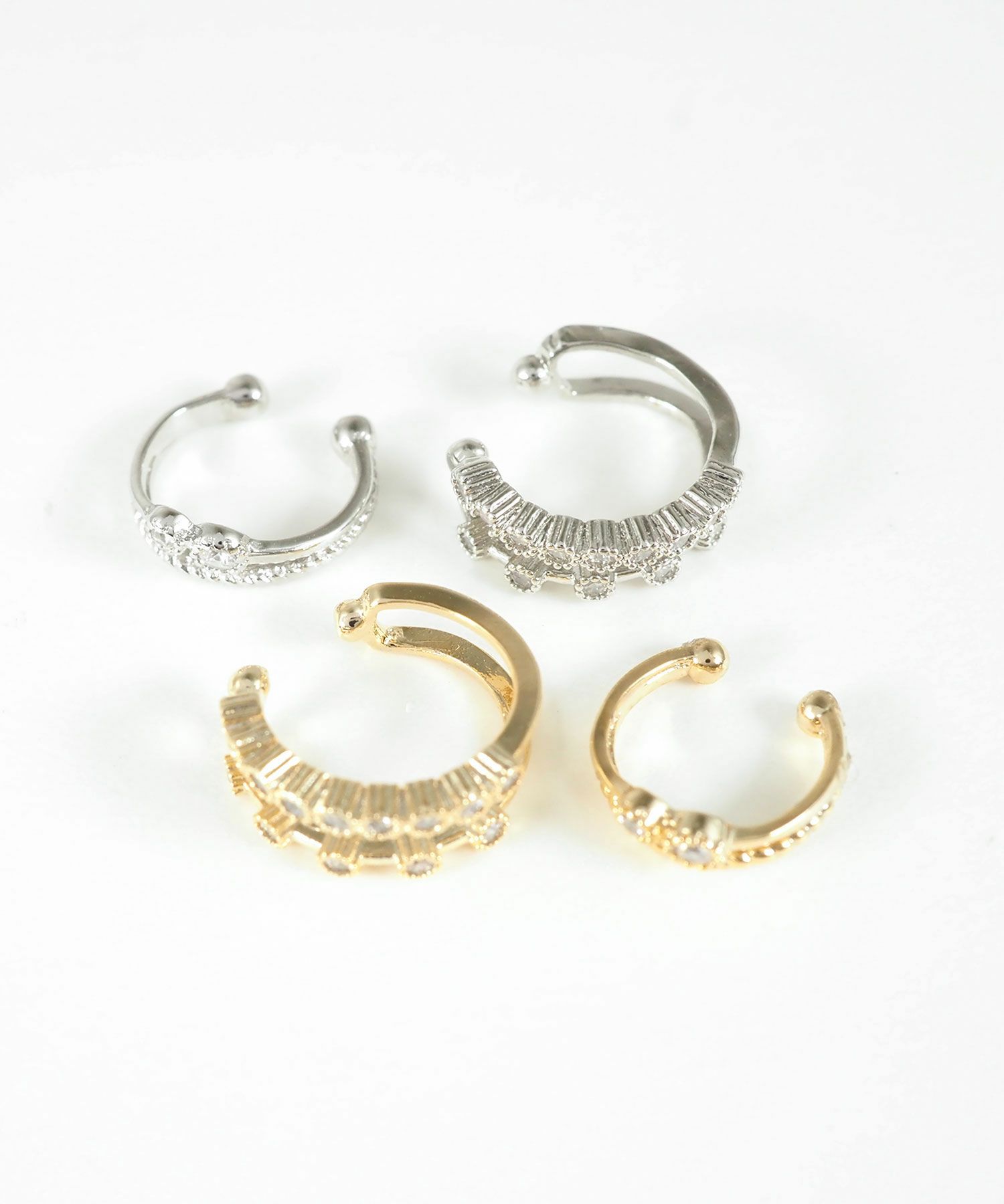 シャイニーレイヤード×ライトビジューセットイヤーカフ