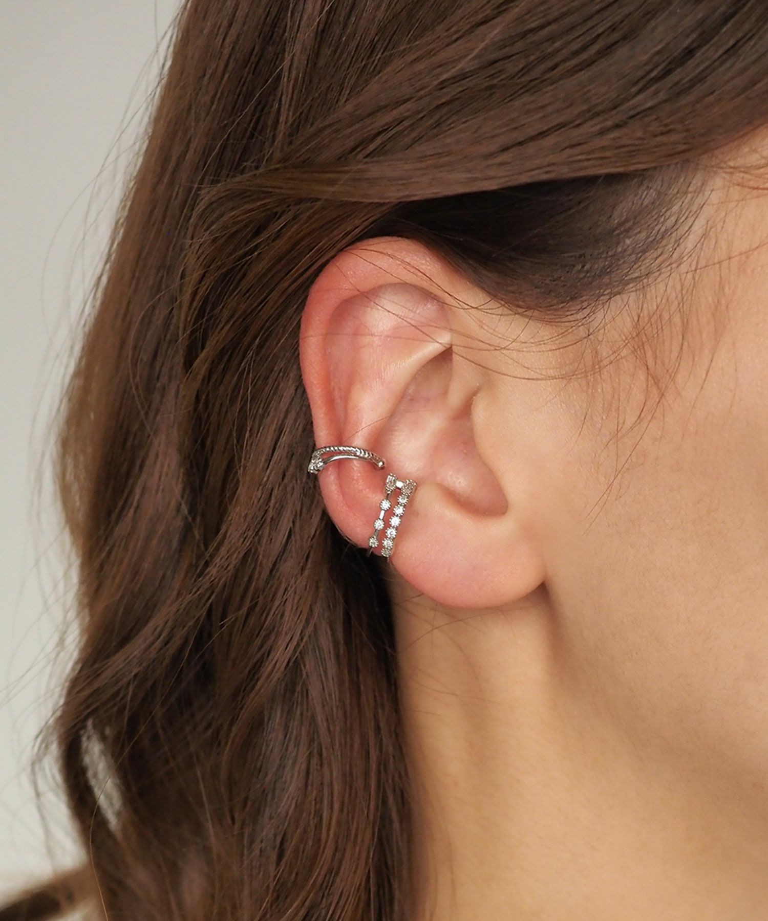 シャイニーレイヤード×ライトビジューセットイヤーカフ