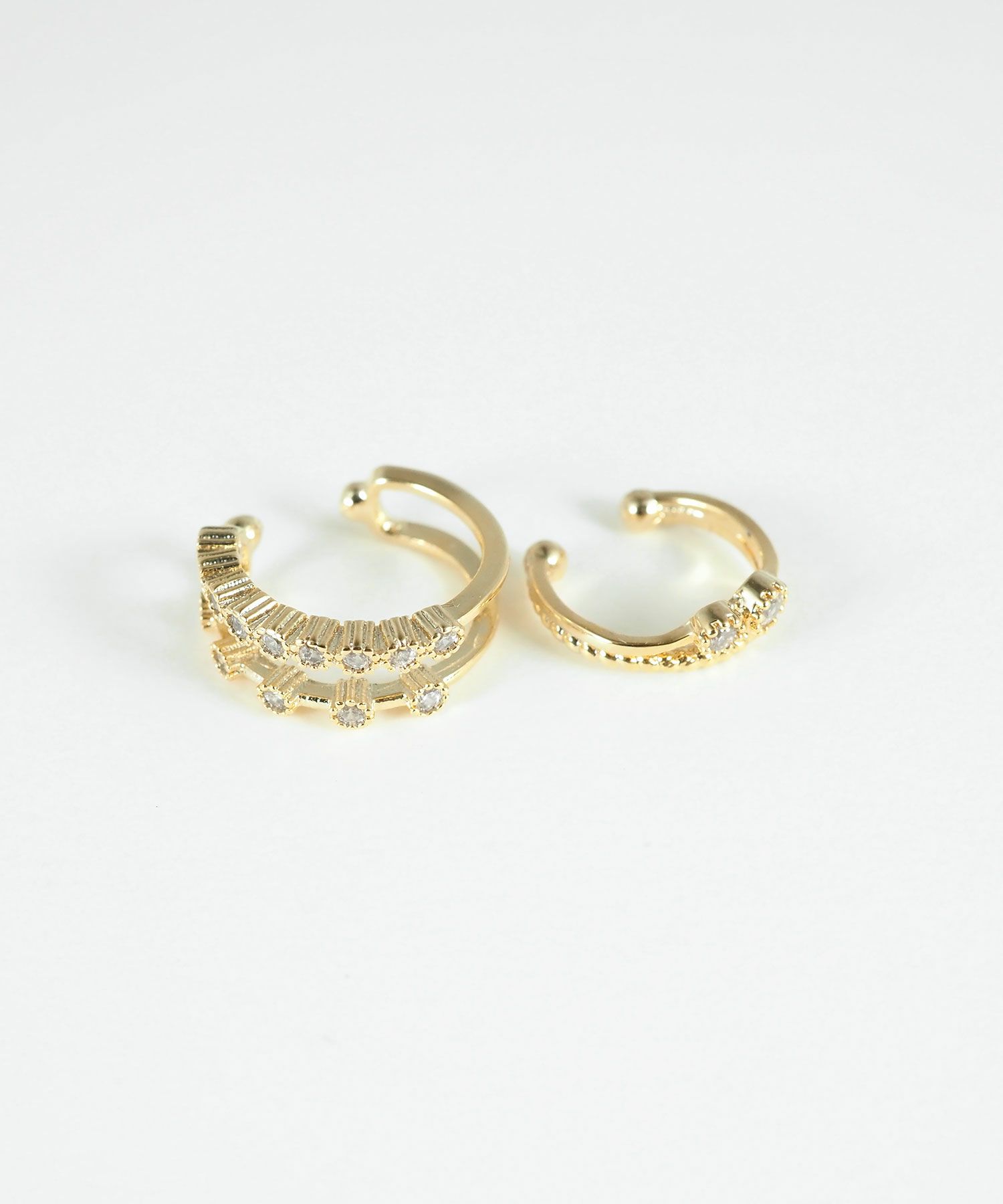 シャイニーレイヤード×ライトビジューセットイヤーカフ