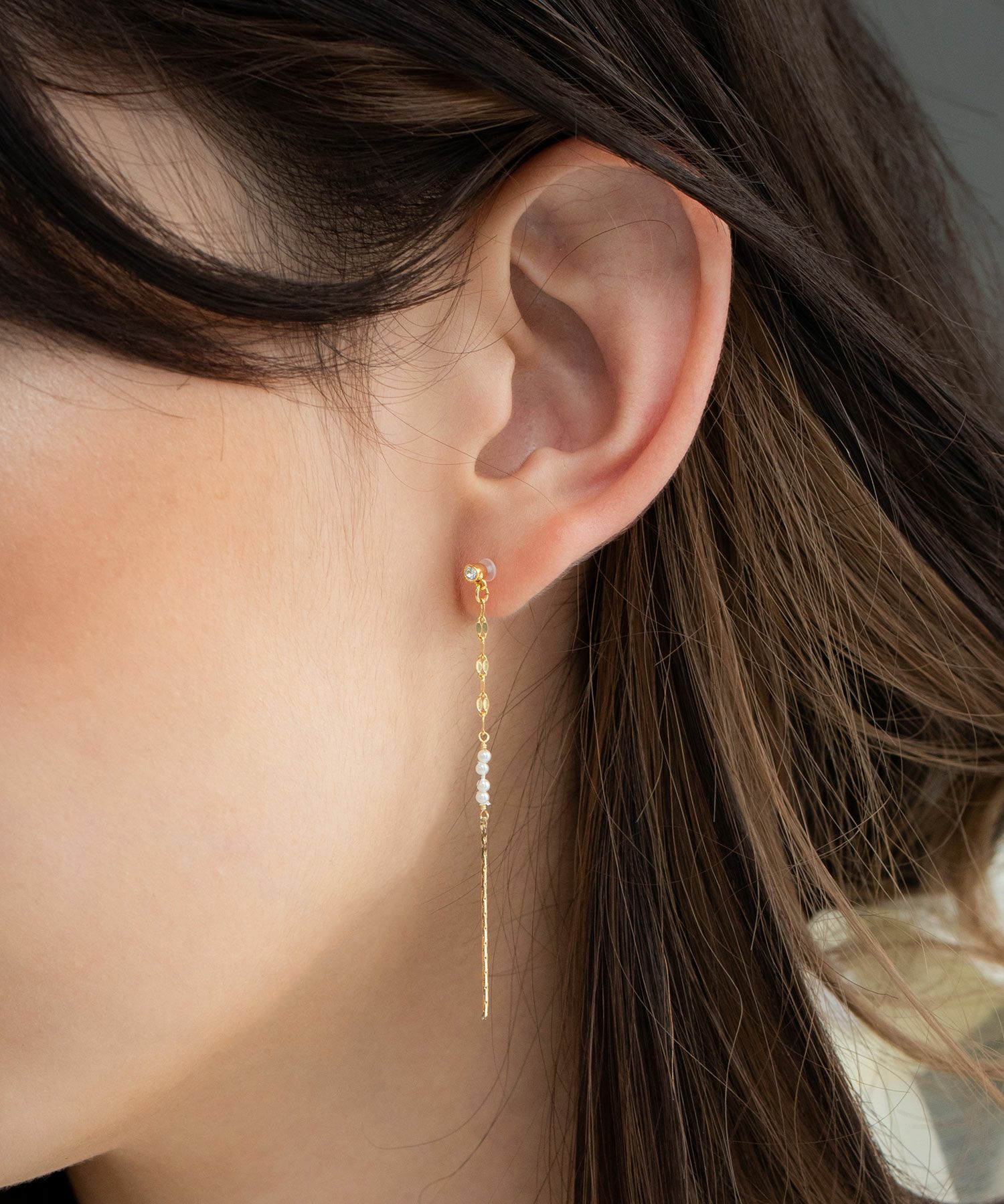 【web限定】ルミパールチェーン樹脂ノンホールイヤリング