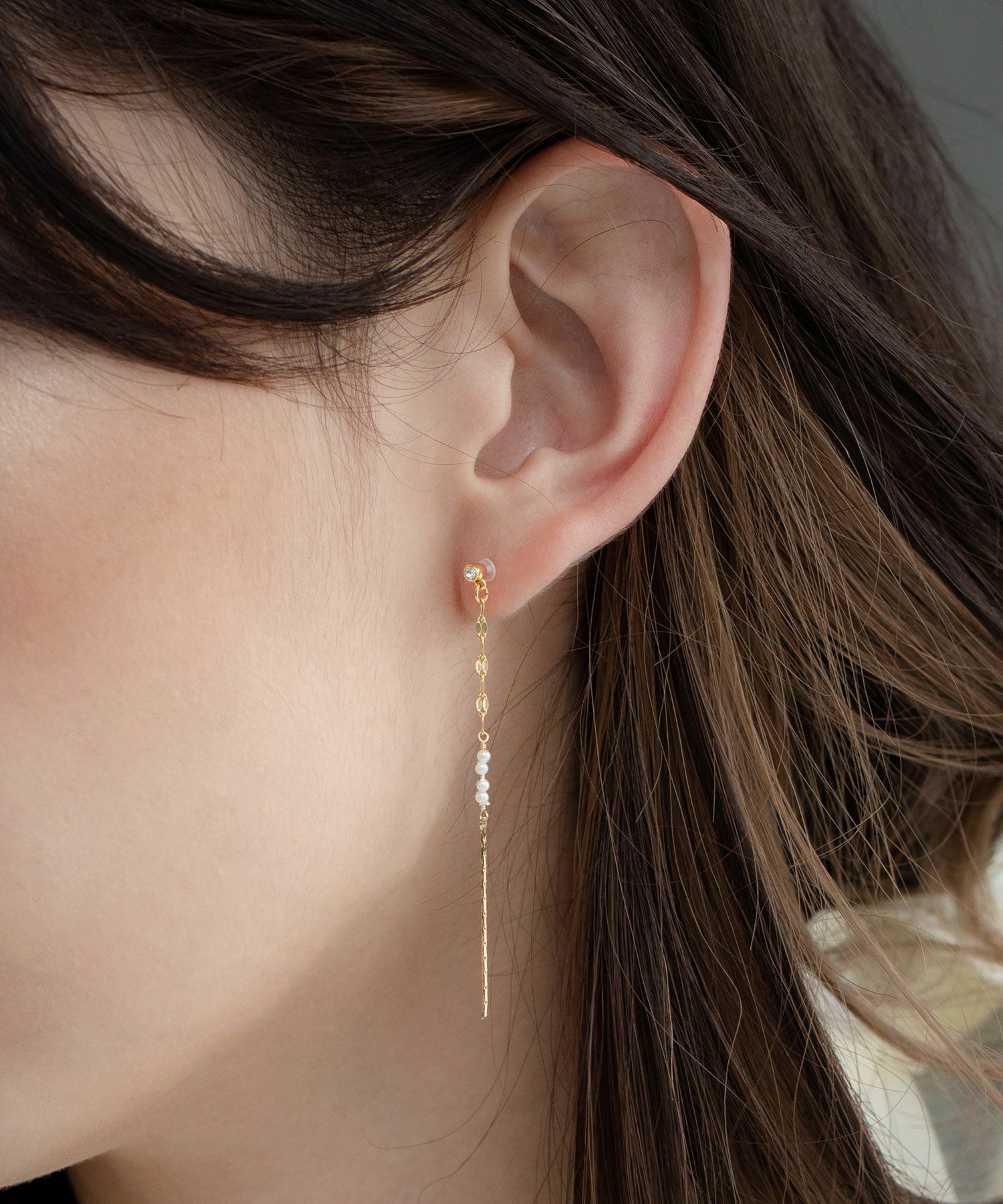 【web限定】ルミパールチェーン樹脂ノンホールイヤリング