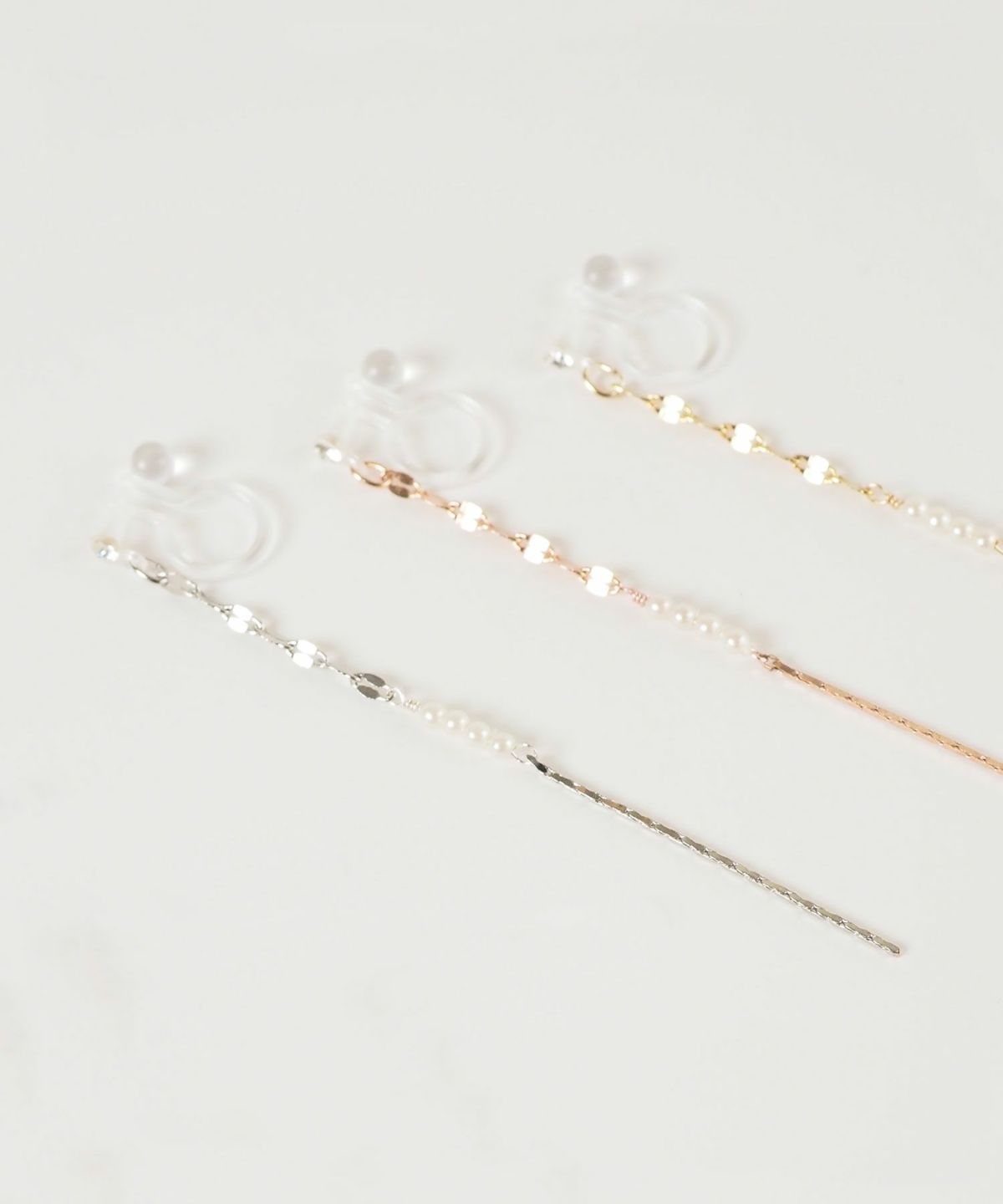 【web限定】ルミパールチェーン樹脂ノンホールイヤリング