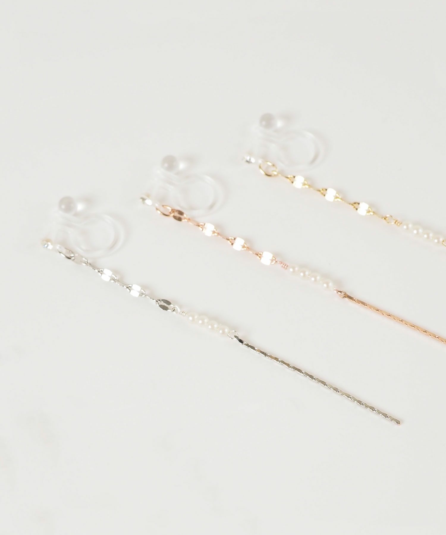 【web限定】ルミパールチェーン樹脂ノンホールイヤリング