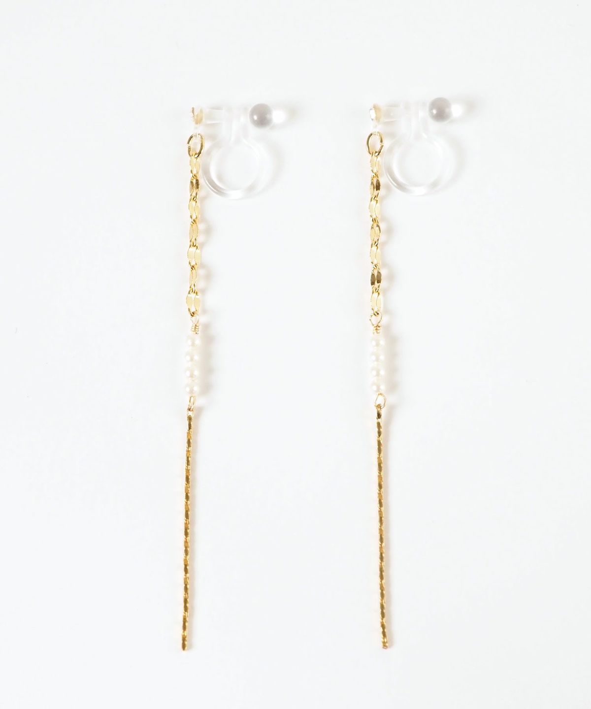 【web限定】ルミパールチェーン樹脂ノンホールイヤリング