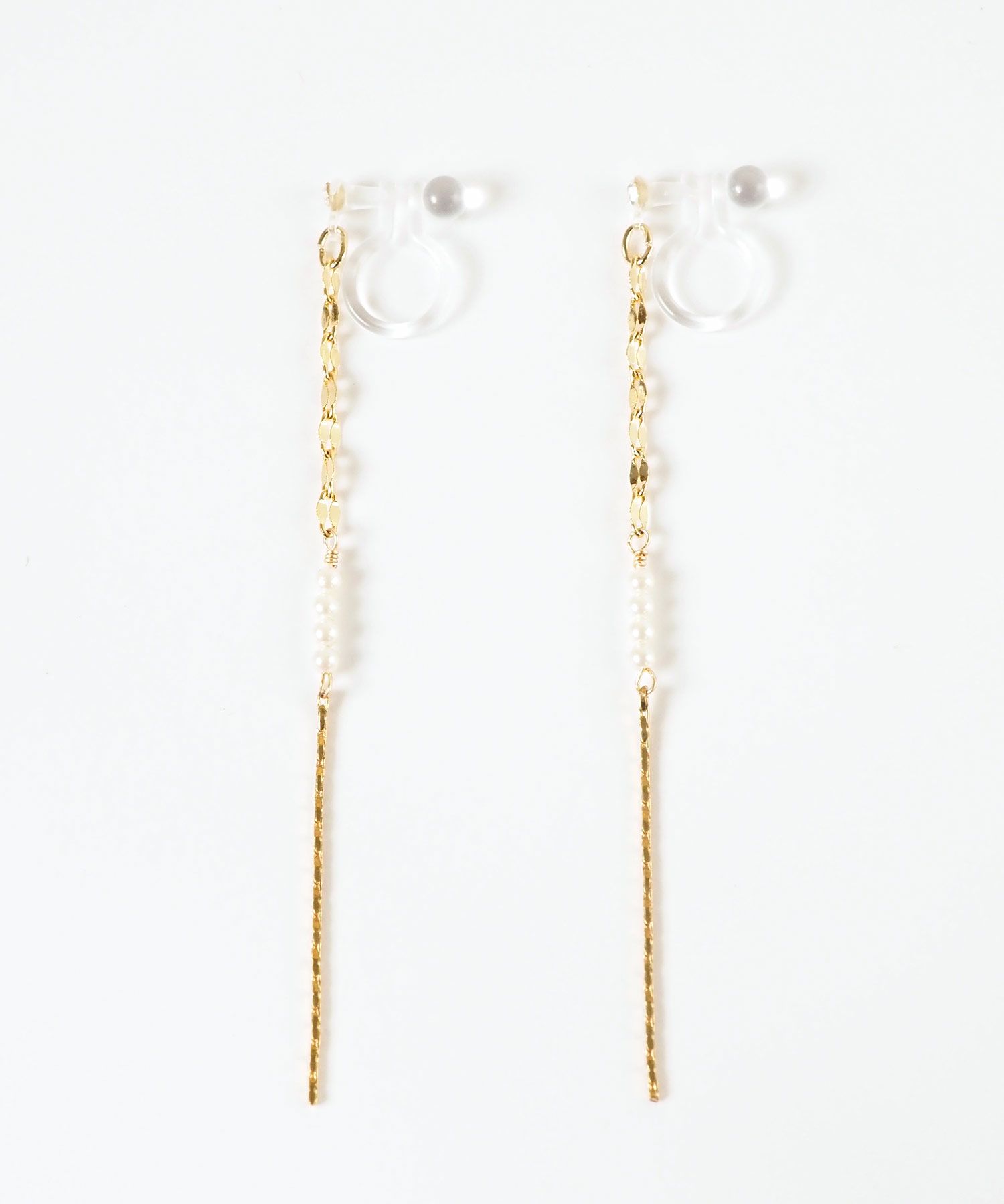 【web限定】ルミパールチェーン樹脂ノンホールイヤリング