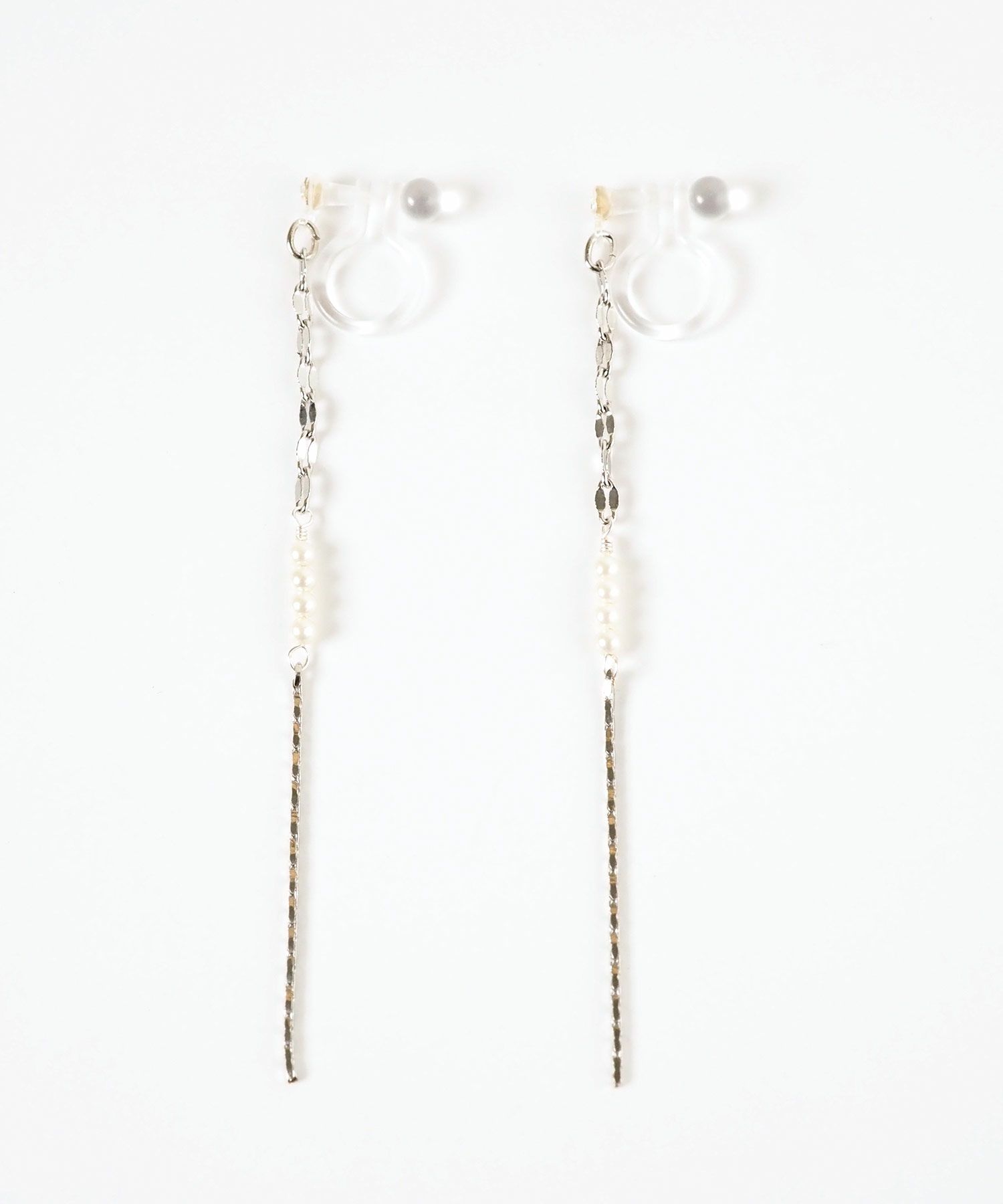 【web限定】ルミパールチェーン樹脂ノンホールイヤリング【Lumirise】