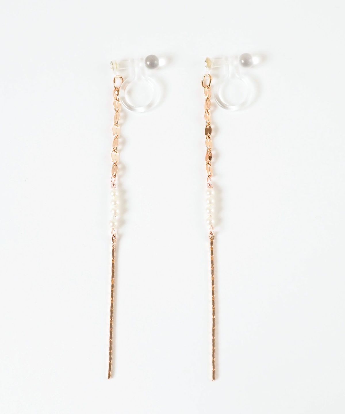 【web限定】ルミパールチェーン樹脂ノンホールイヤリング