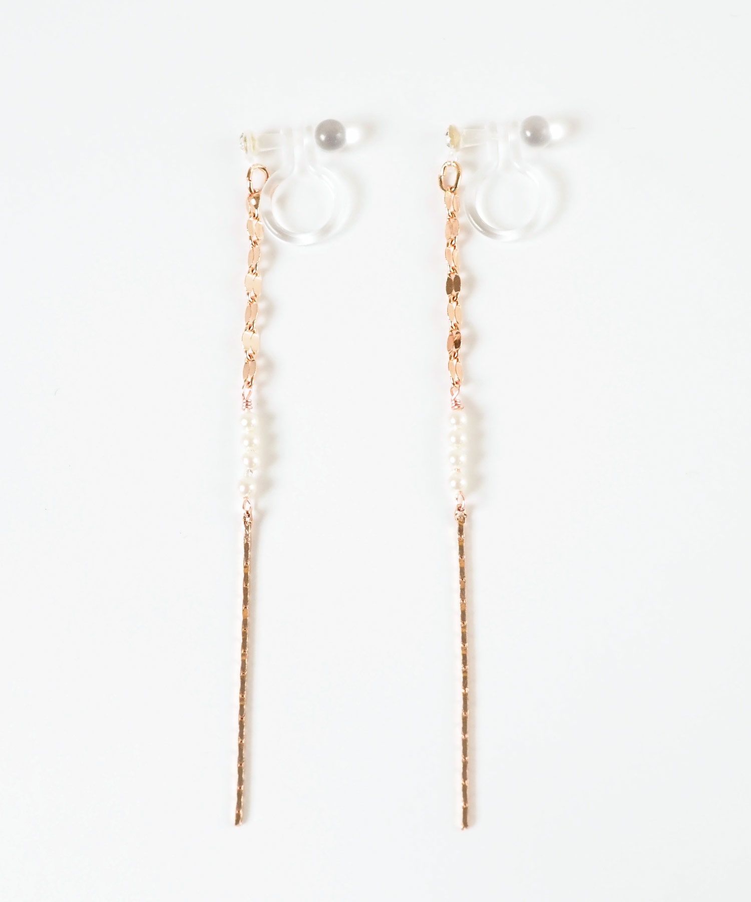 【web限定】ルミパールチェーン樹脂ノンホールイヤリング