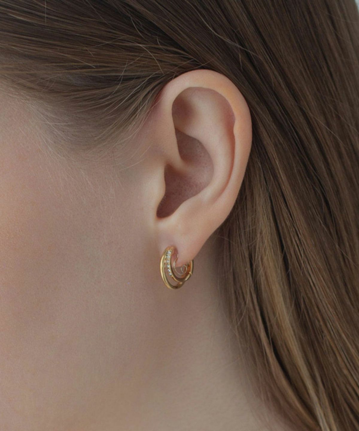  【web限定】ストーンフープクリスタルループフィットイヤリング