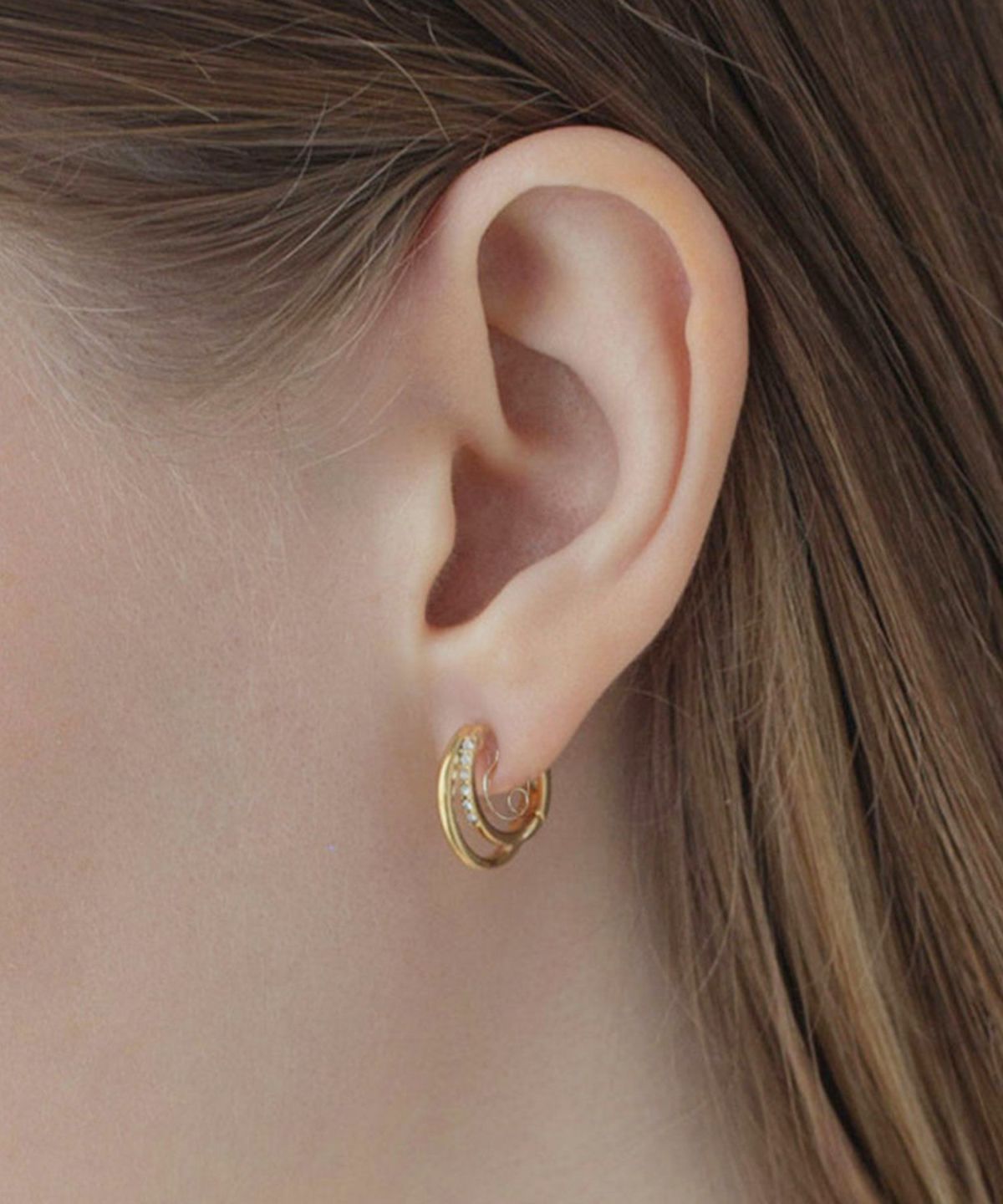  【web限定】ストーンフープクリスタルループフィットイヤリング