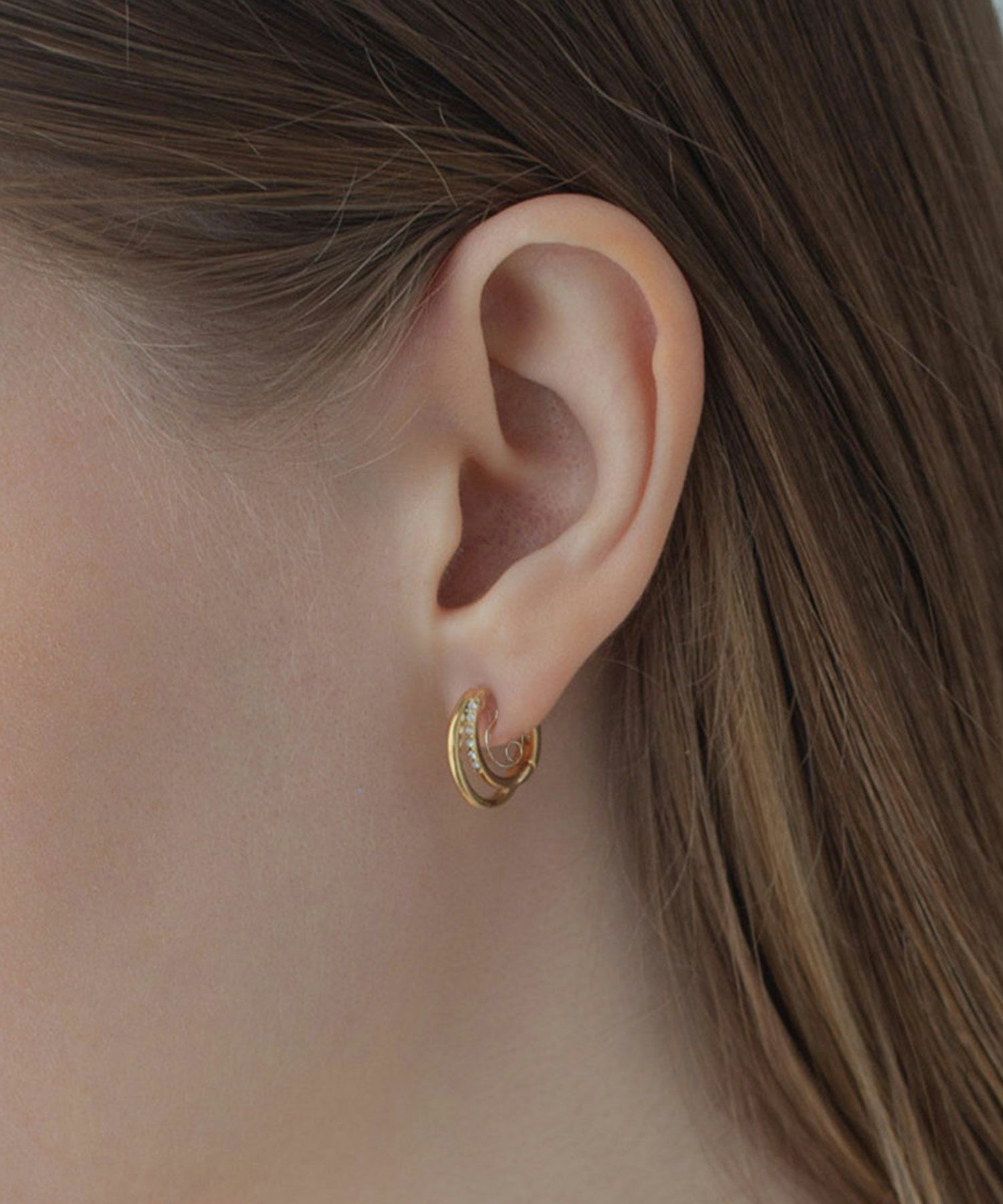  【web限定】ストーンフープクリスタルループフィットイヤリング