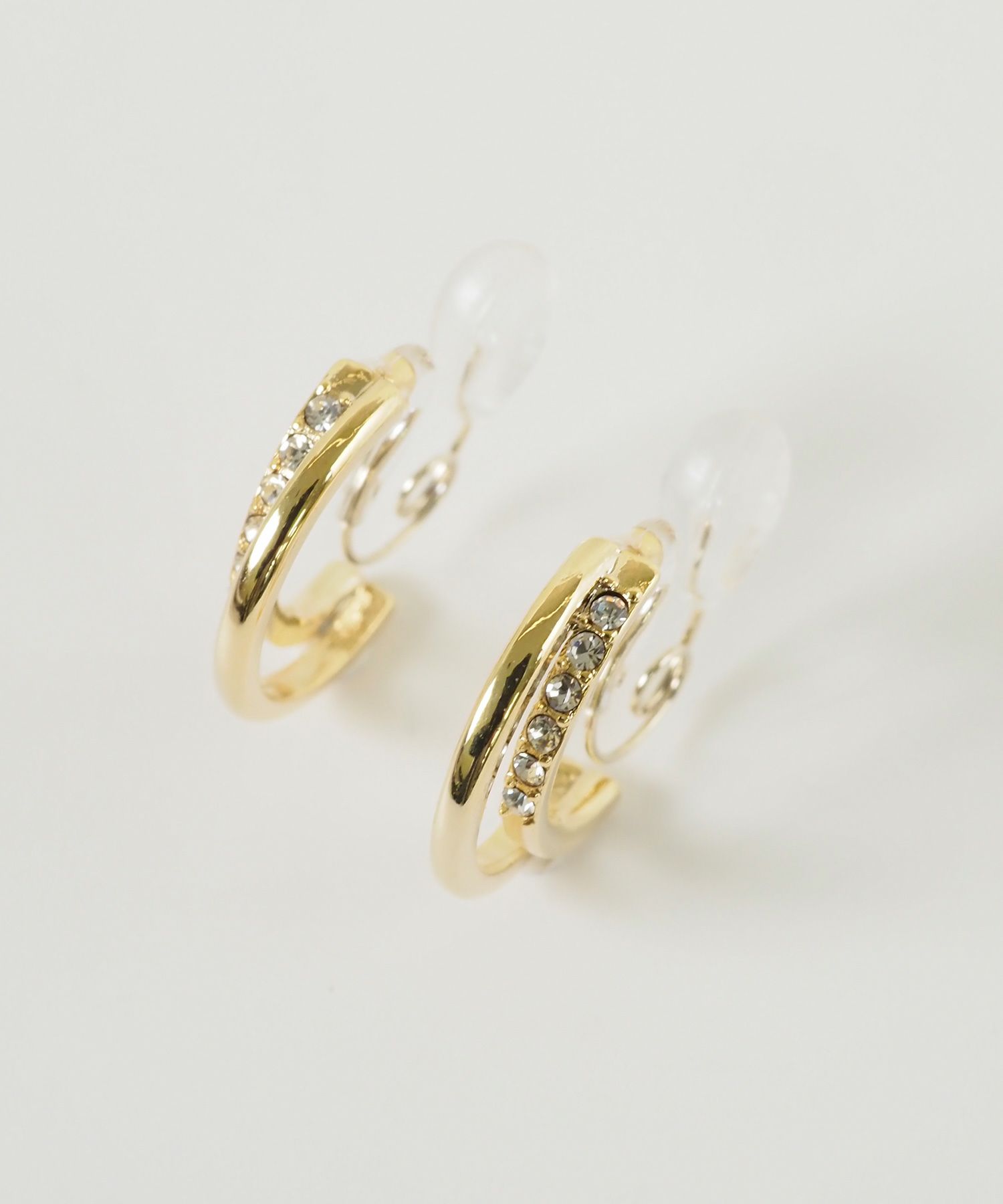  【web限定】ストーンフープクリスタルループフィットイヤリング